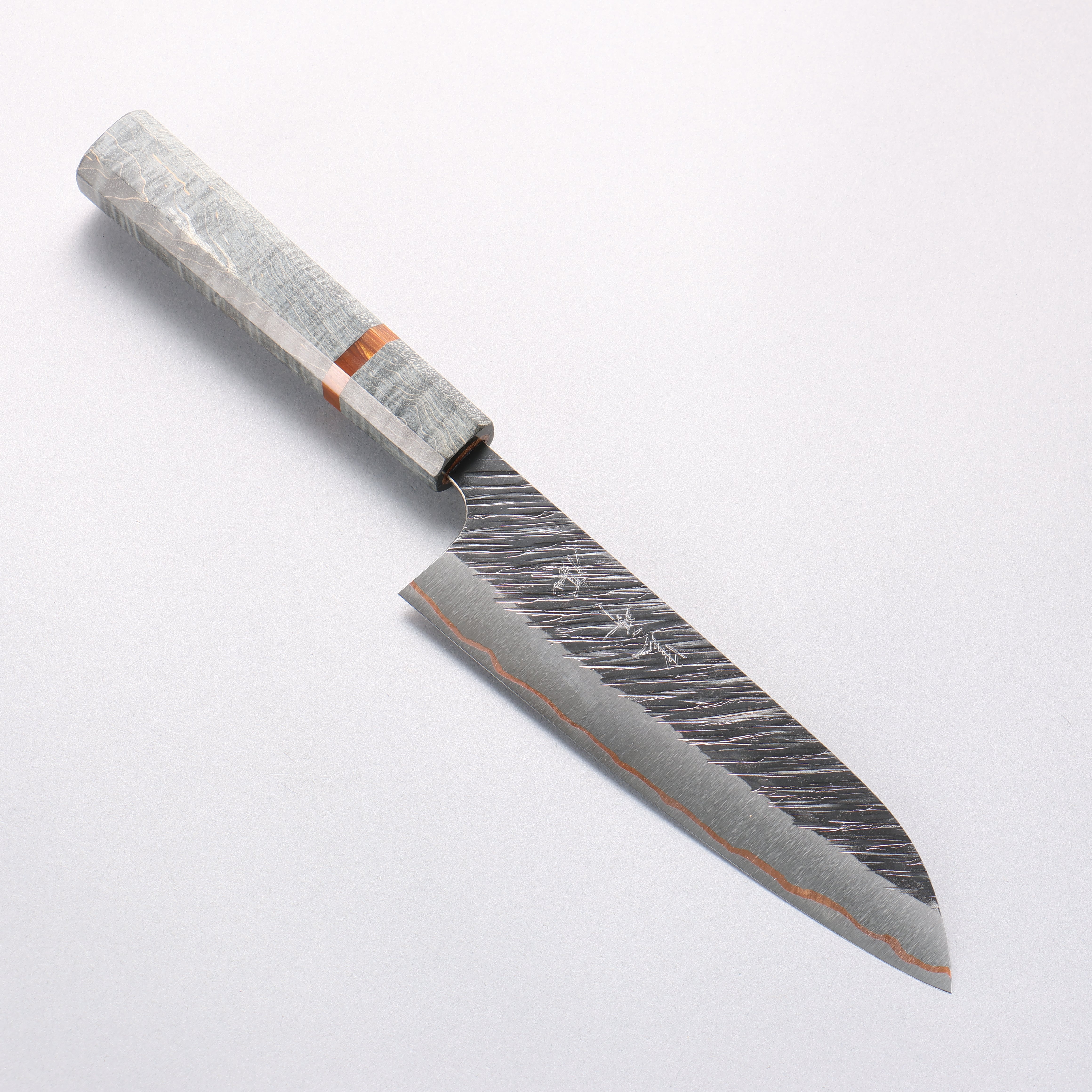 Yu Kurosaki Fujin V-Toku2 Hammered Black Finished Santoku 170mm Stabilized wood (With Acrylic Ring) Handle - Seisuke Knife