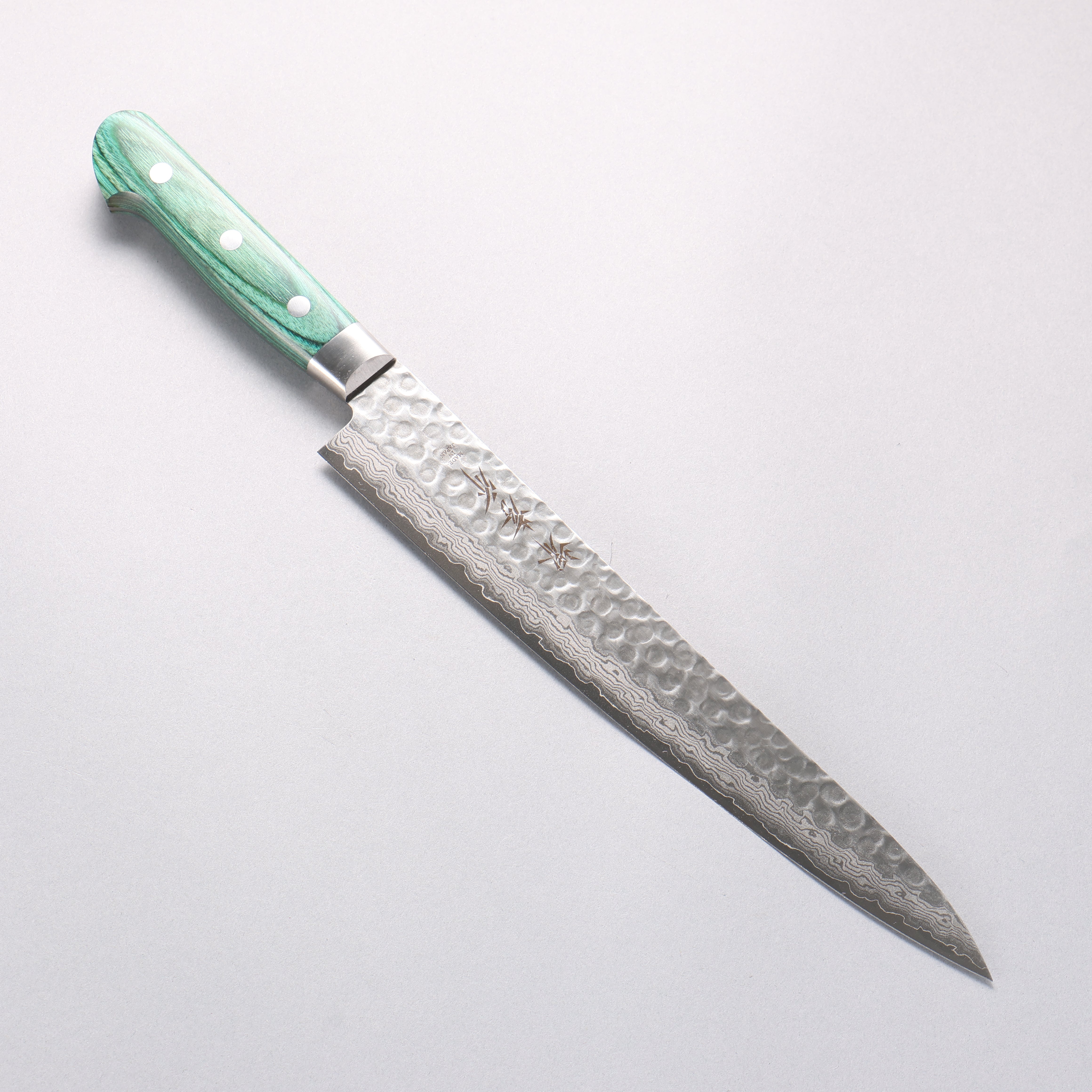 Sakai Takayuki VG10 17 Layer Damascus Sujihiki 240mm Green Pakka wood Handle - Seisuke Knife
