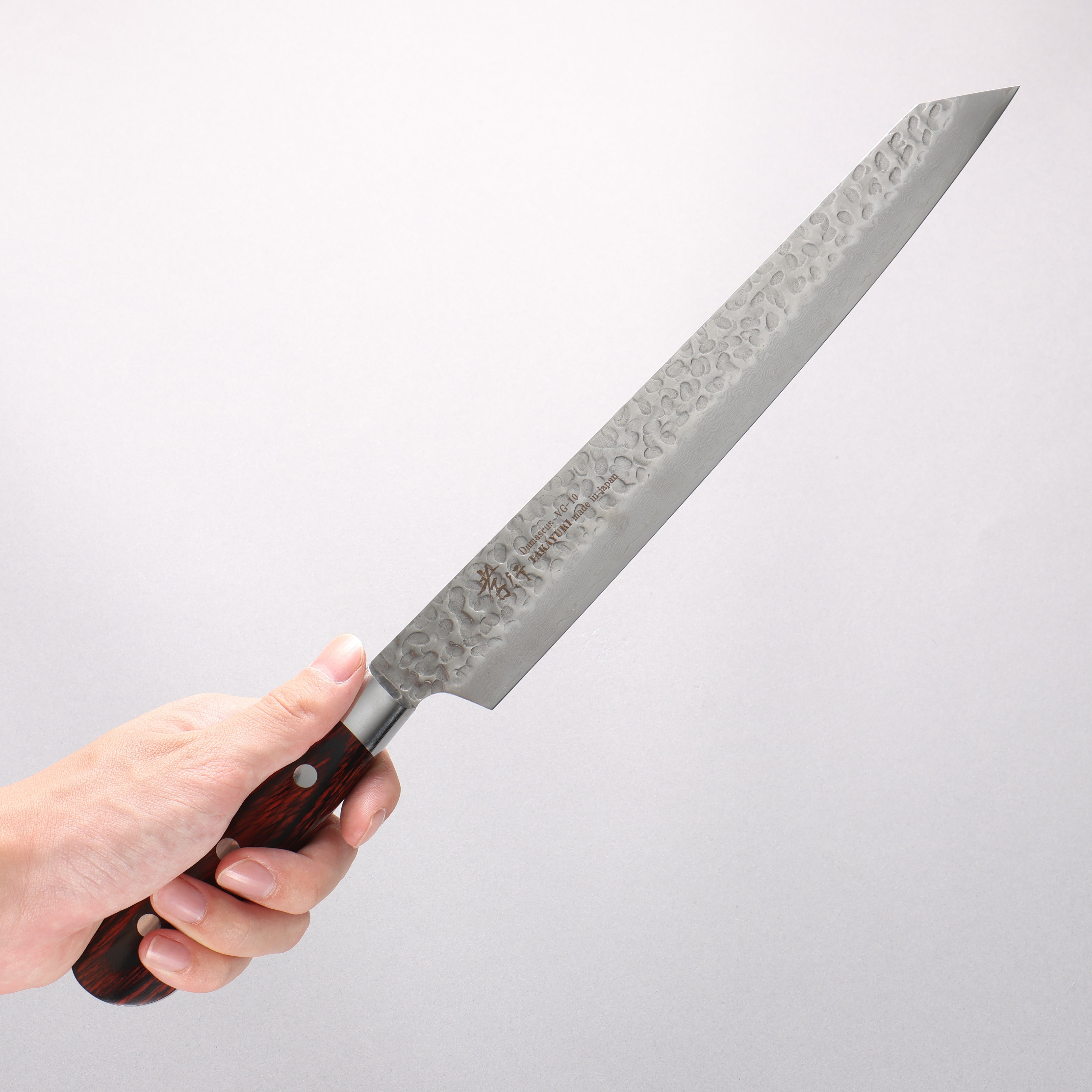 Sakai Takayuki VG10 33 Layer Damascus Kengata Yanagiba 270mm Mahogany Pakka wood Handle - Seisuke Knife