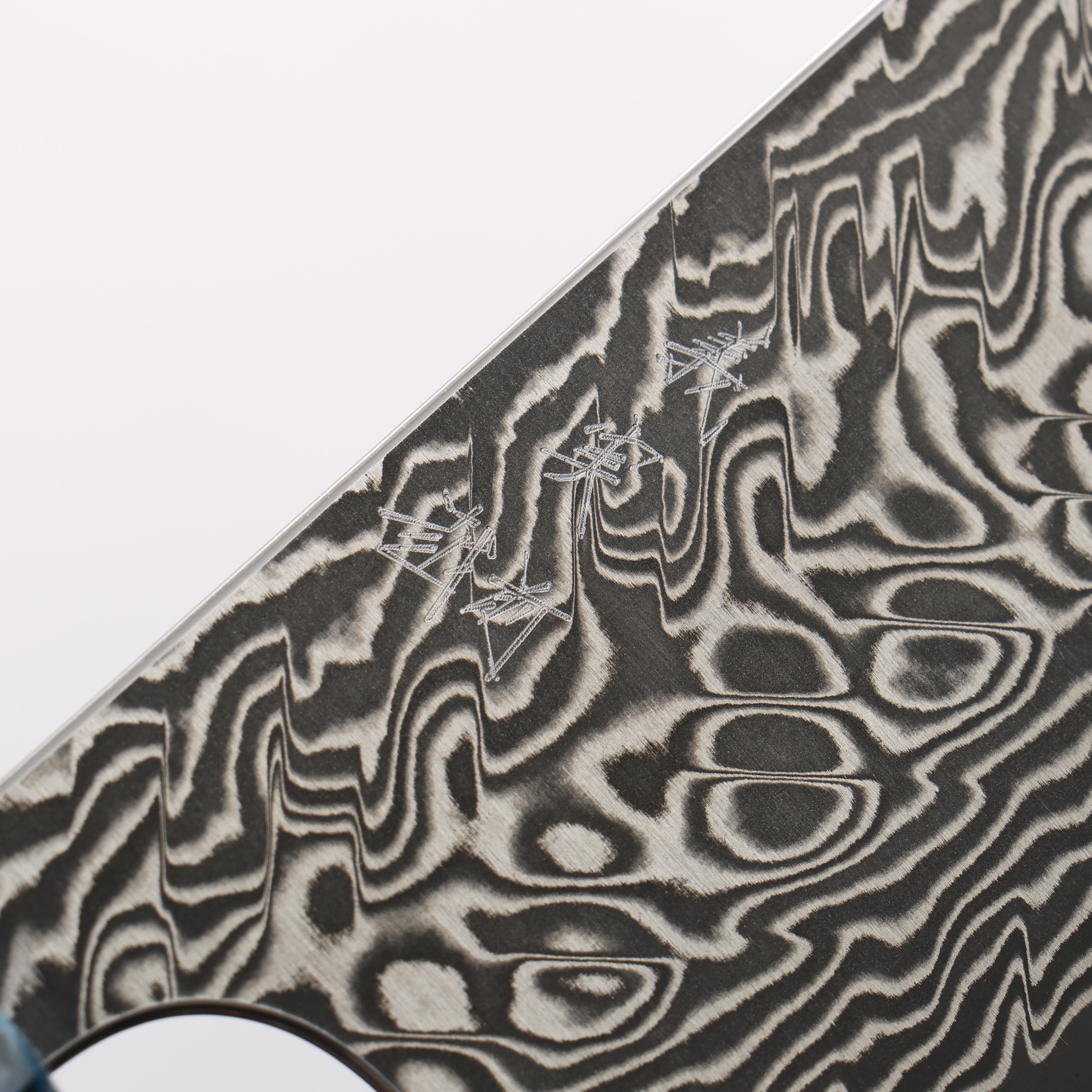 Yoshimi Kato SG2 Black Damascus Nakiri 165mm Ebony Wood & Blue Marble Resin Handle - Seisuke Knife