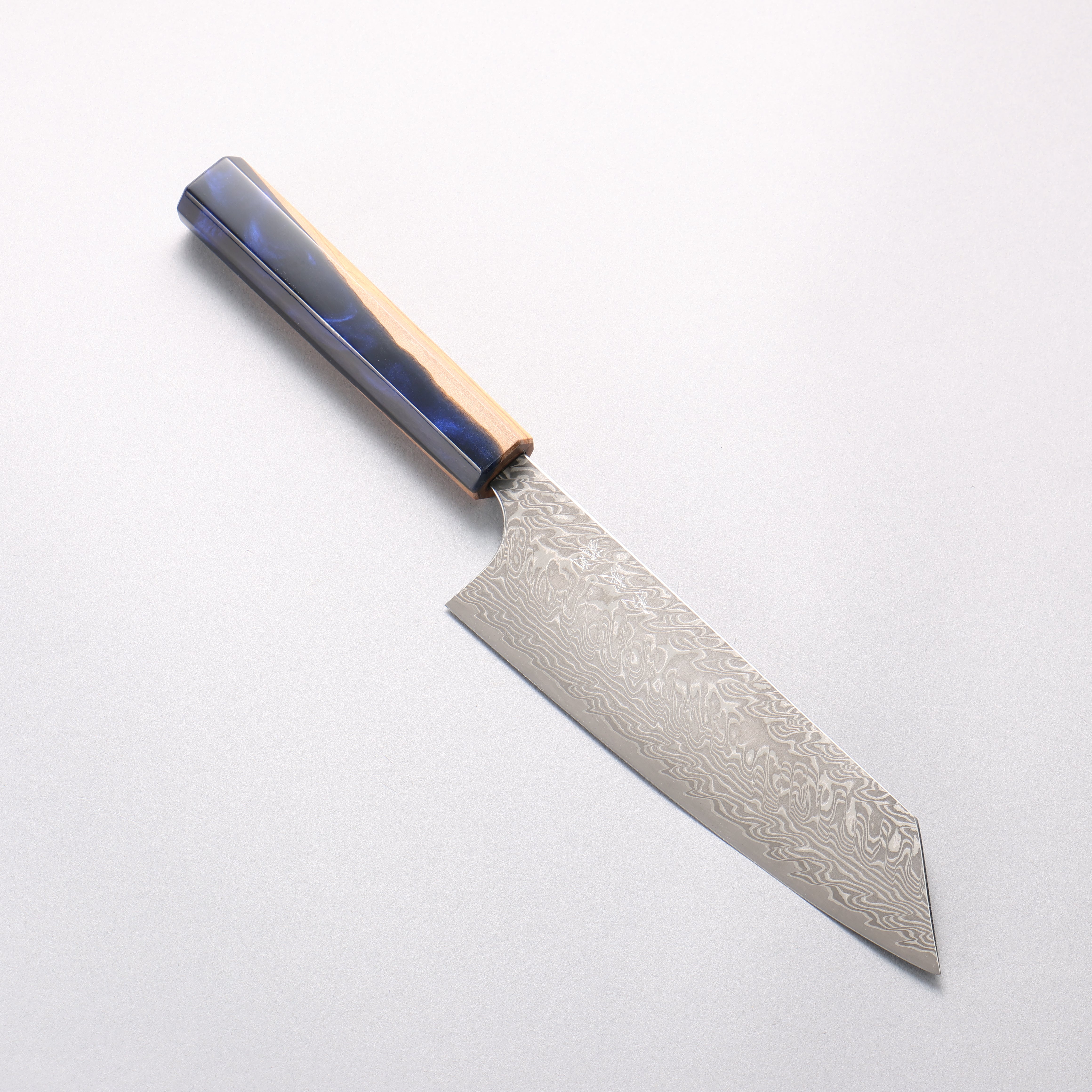 Yoshimi Kato SG2 Black Damascus Bunka 170mm Olive Tree and Blue Resin Handle - Seisuke Knife