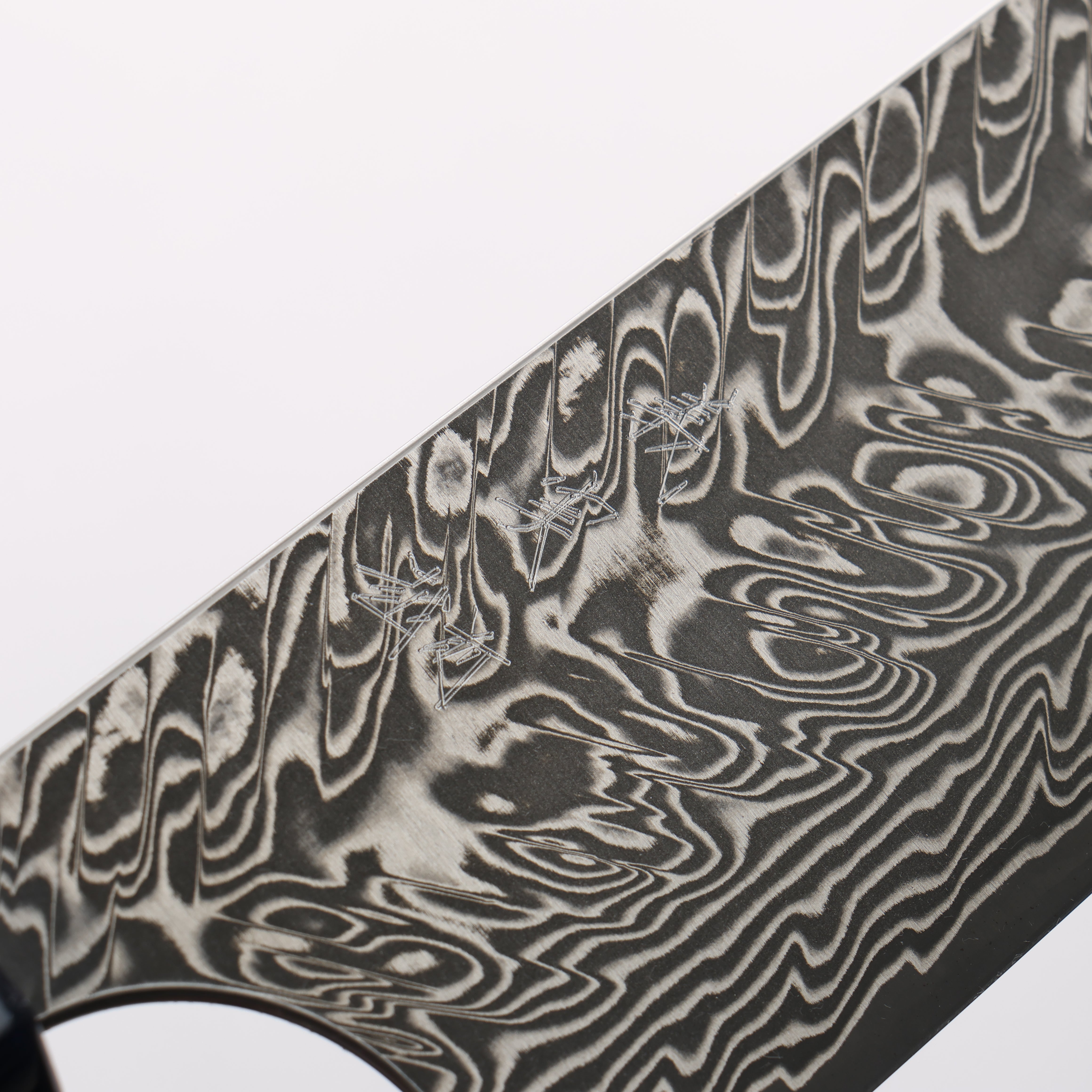 Yoshimi Kato SG2 Black Damascus Bunka 170mm Olive Tree and Blue Resin Handle - Seisuke Knife