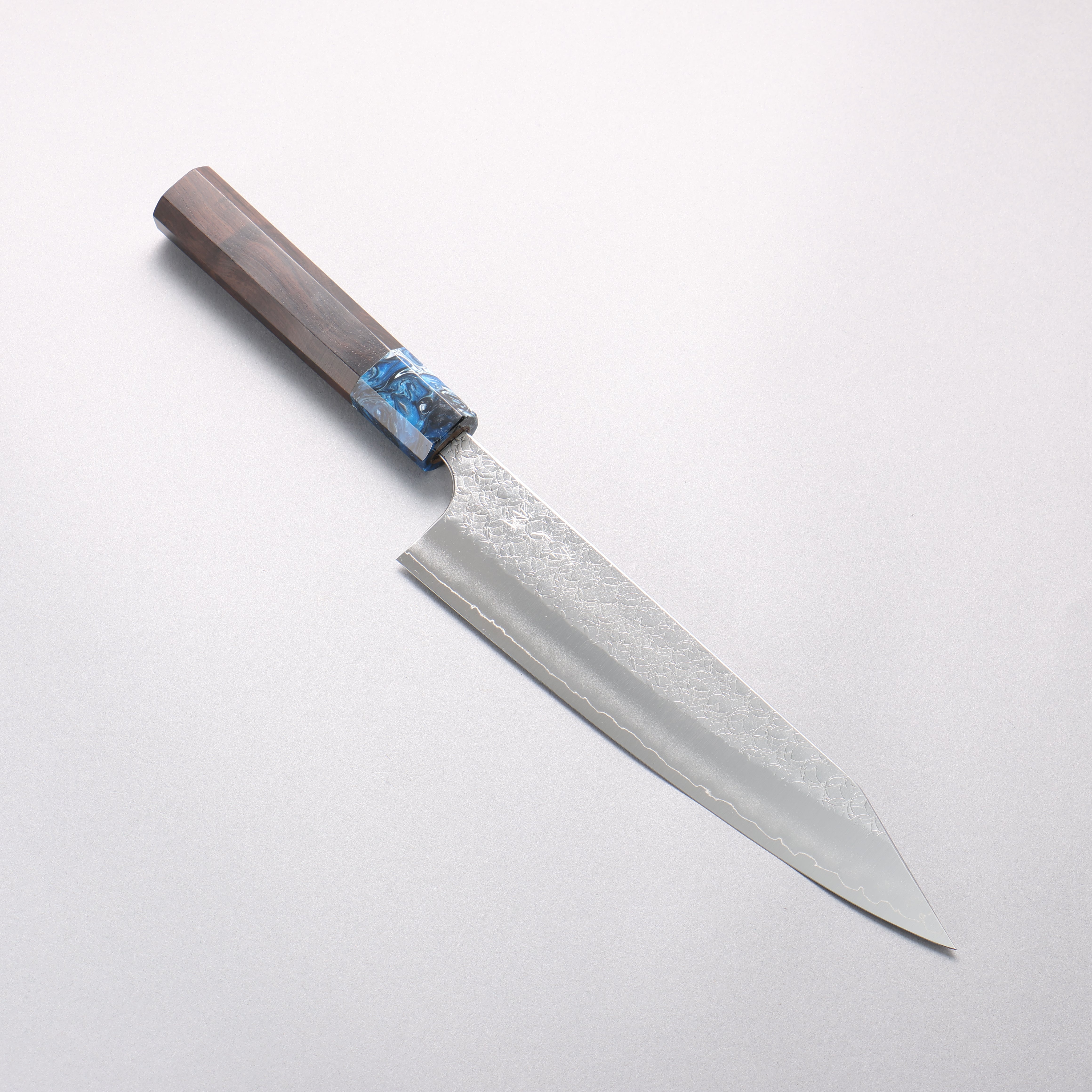 Yoshimi Kato Minamo SG2 Hammered Kiritsuke Gyuto 210mm Ebony (ferrule: Blue Marble Resin) Handle - Seisuke Knife
