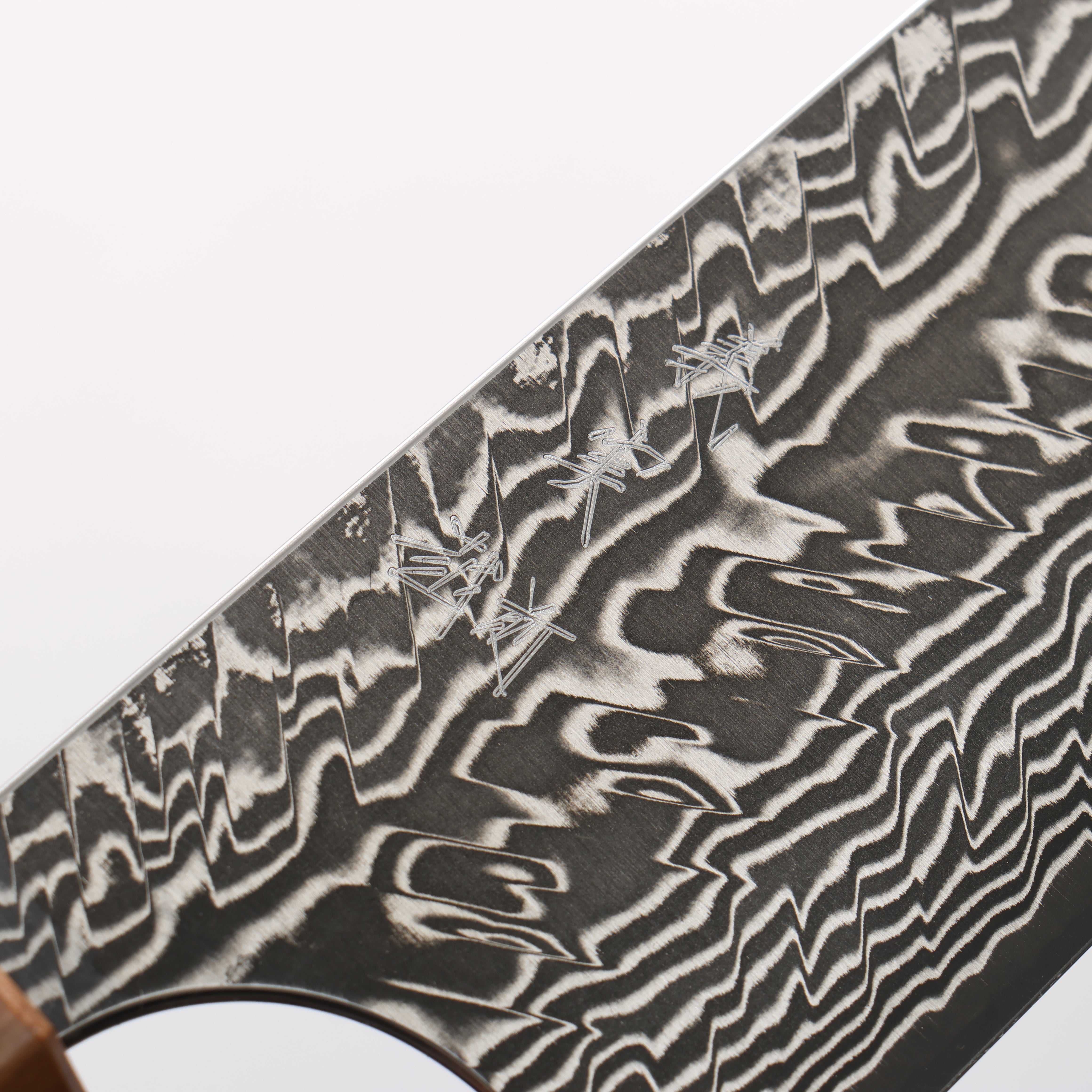 Yoshimi Kato SG2 Black Damascus Gyuto 210mm Olive Tree and Blue Resin Handle - Seisuke Knife