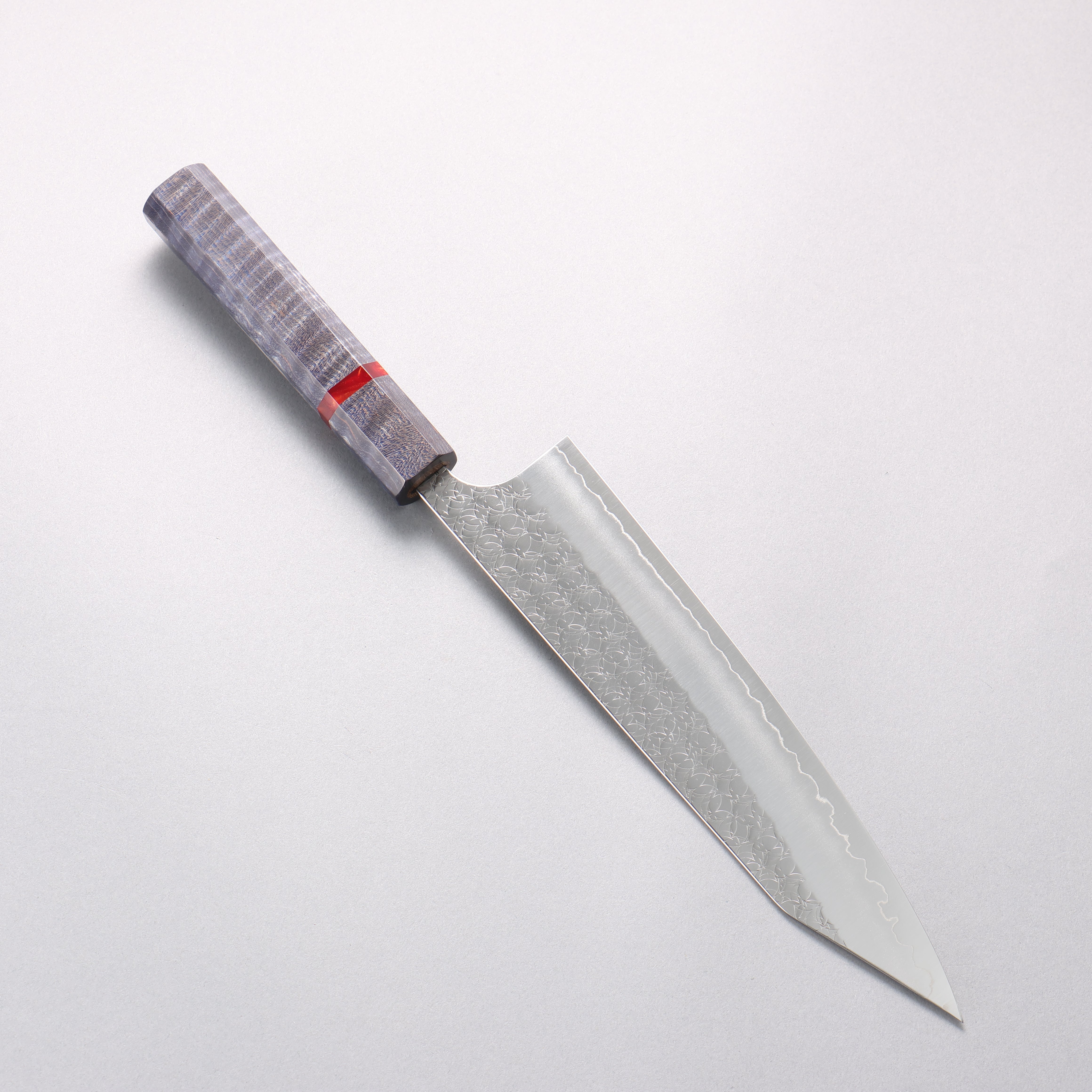 Yoshimi Kato Minamo SG2 Hammered Kiritsuke Gyuto 210mm Blue Stabilized Wood (With Red Ring) Handle - Seisuke Knife