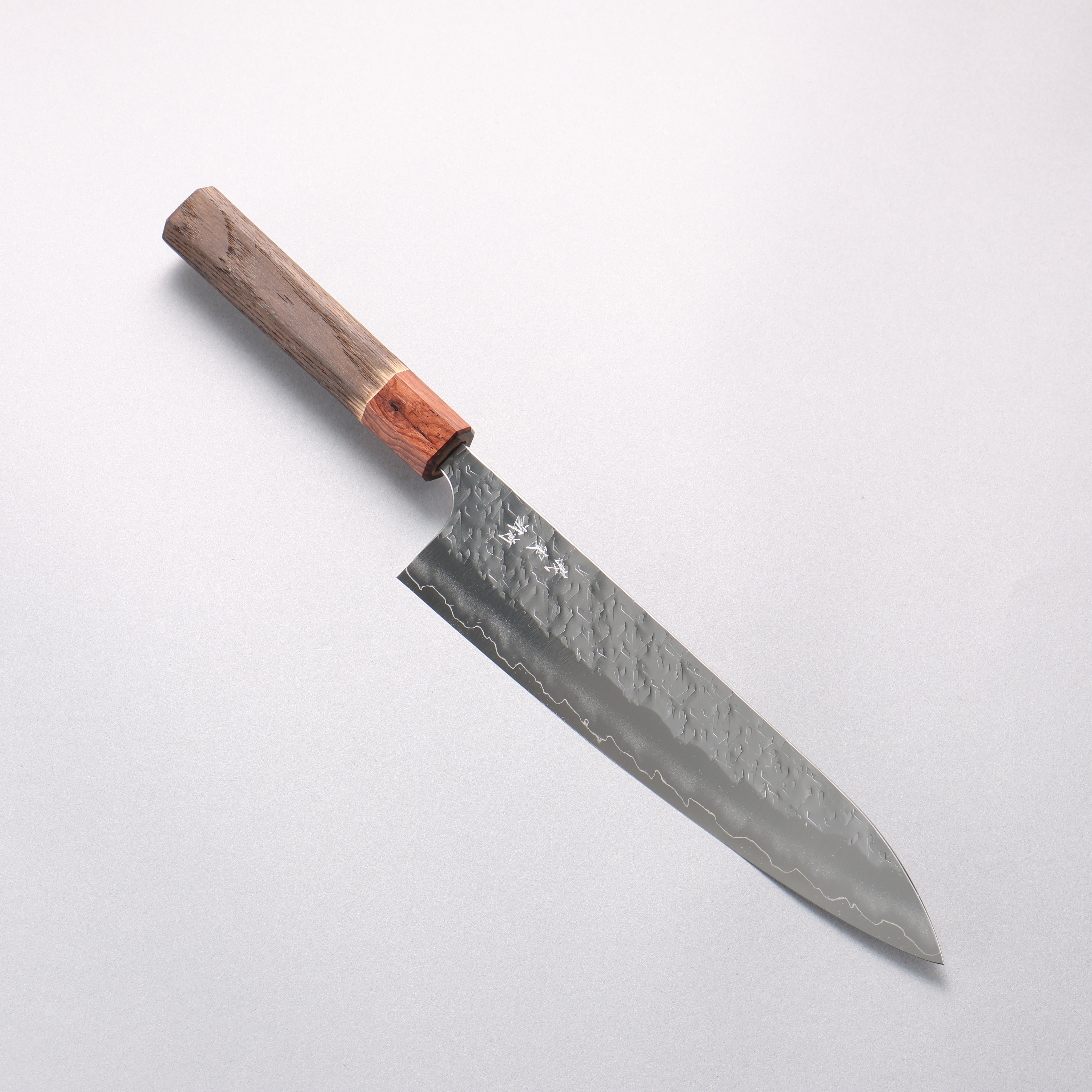 Yoshimi Kato Hyo SG2 Hammered Gyuto 210mm Burnt Chestnut & Rosewood Handle - Seisuke Knife