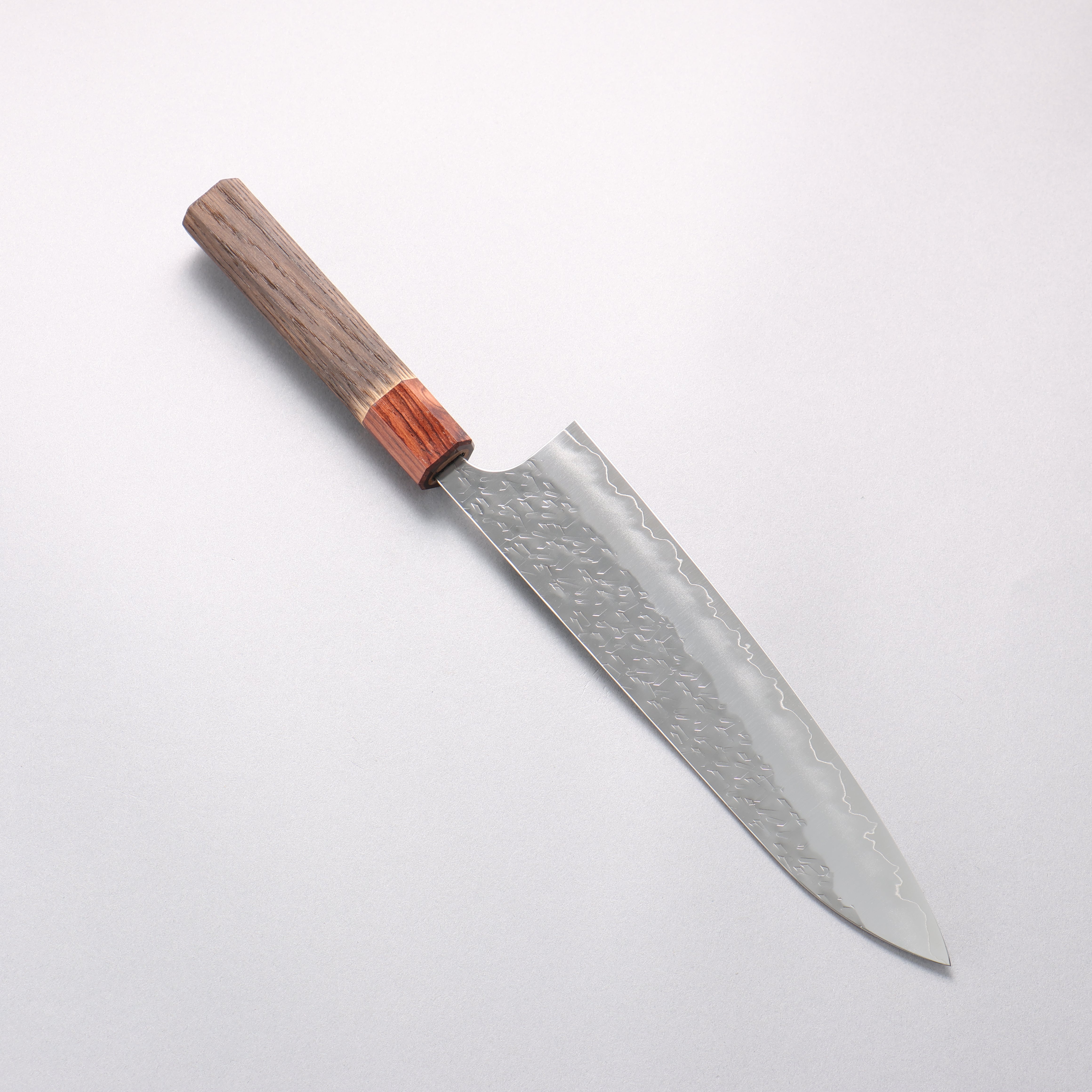 Yoshimi Kato Hyo SG2 Hammered Gyuto 210mm Burnt Chestnut & Rosewood Handle - Seisuke Knife