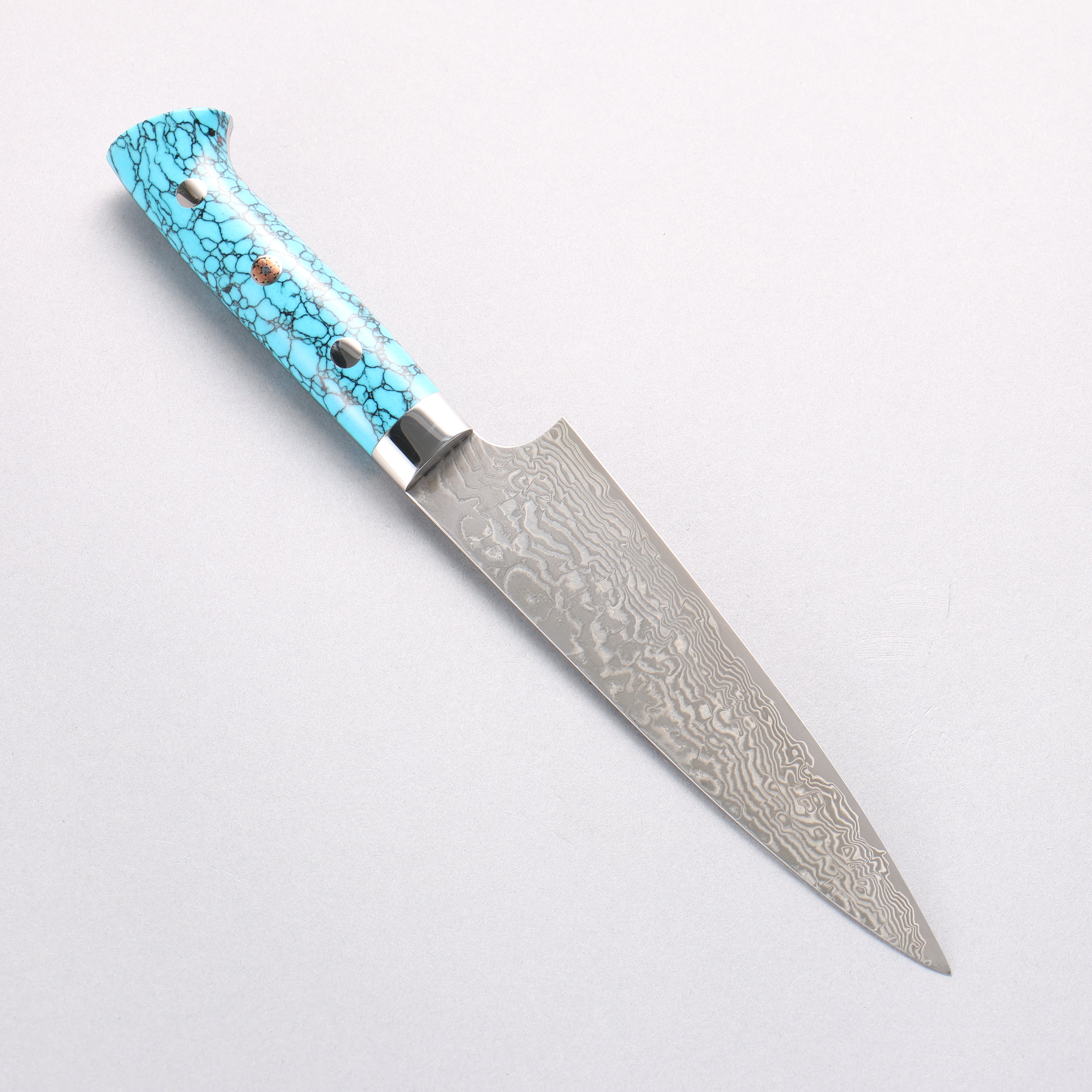 Takeshi Saji SG2 Diamond Finish Damascus Petty-Utility 150mm Blue Turquoise Handle - Seisuke Knife