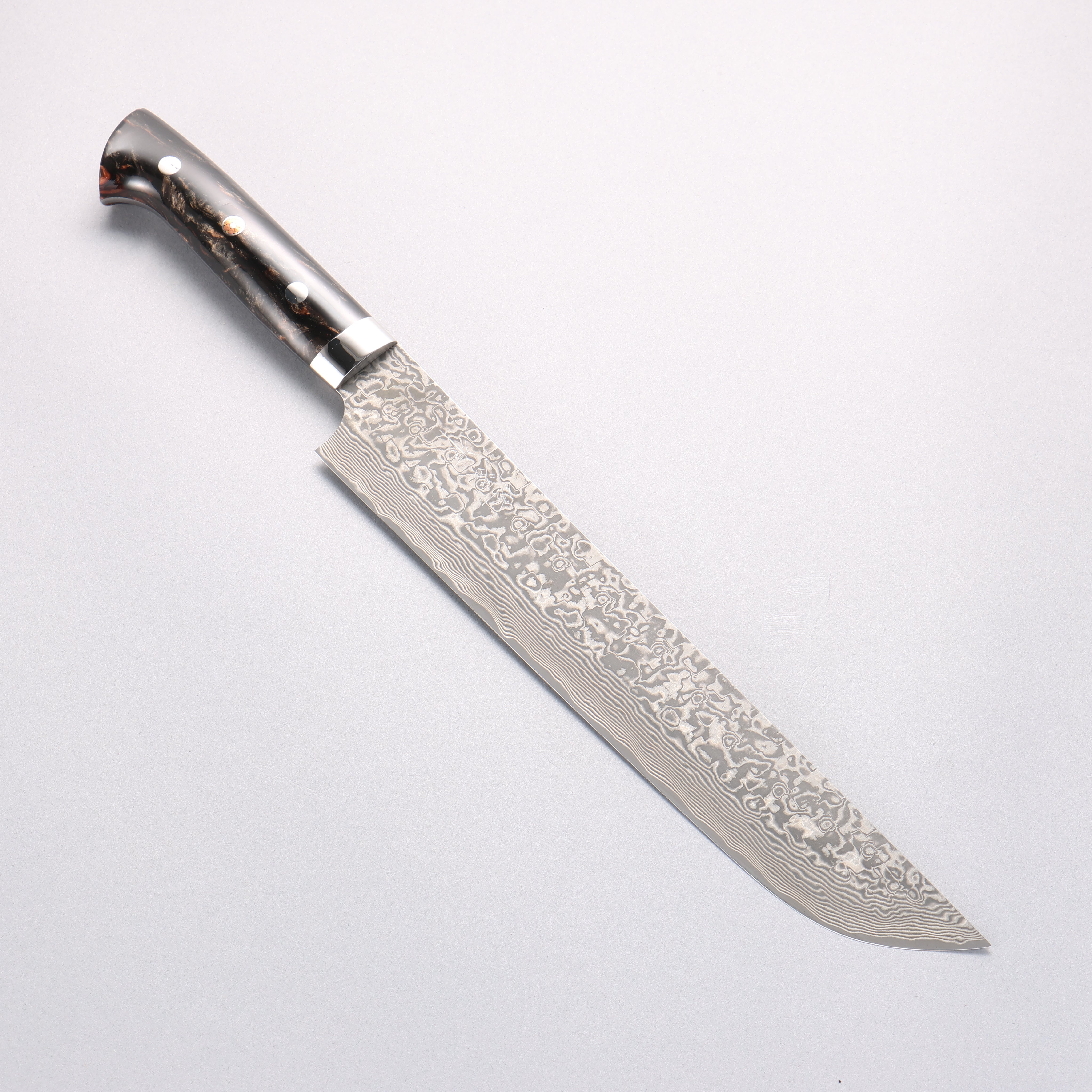 Takeshi Saji SG2 Black Damascus Sakimaru Sujihiki 240mm Black Gold Acrylic Handle - Seisuke Knife