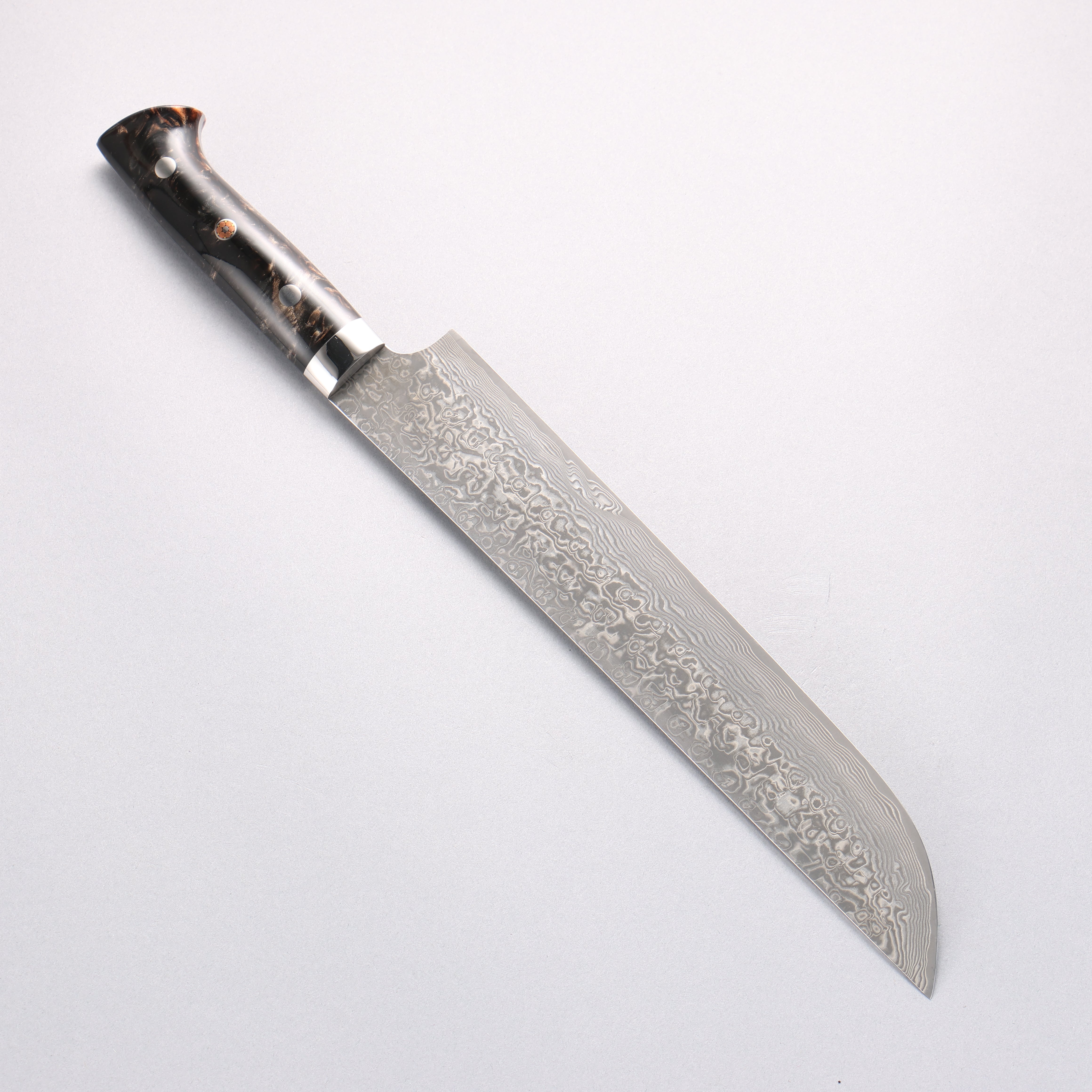 Takeshi Saji SG2 Black Damascus Sakimaru Sujihiki 240mm Black Gold Acrylic Handle - Seisuke Knife