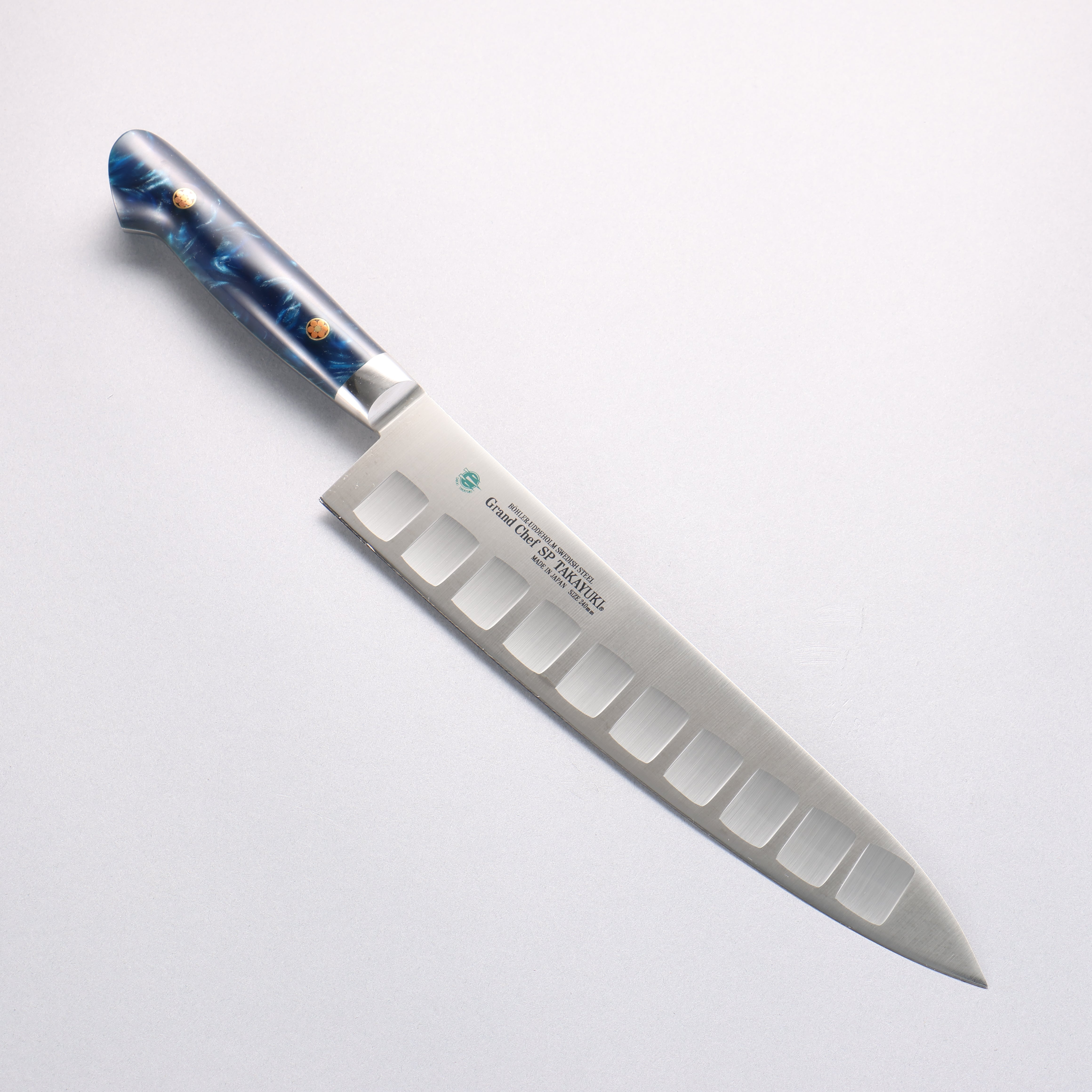 Sakai Takayuki Grand Chef SP Uddeholm Swedish stain-resistant steel Gyuto Salmon 240mm SP Type III (Ocean) Handle - Seisuke Knife