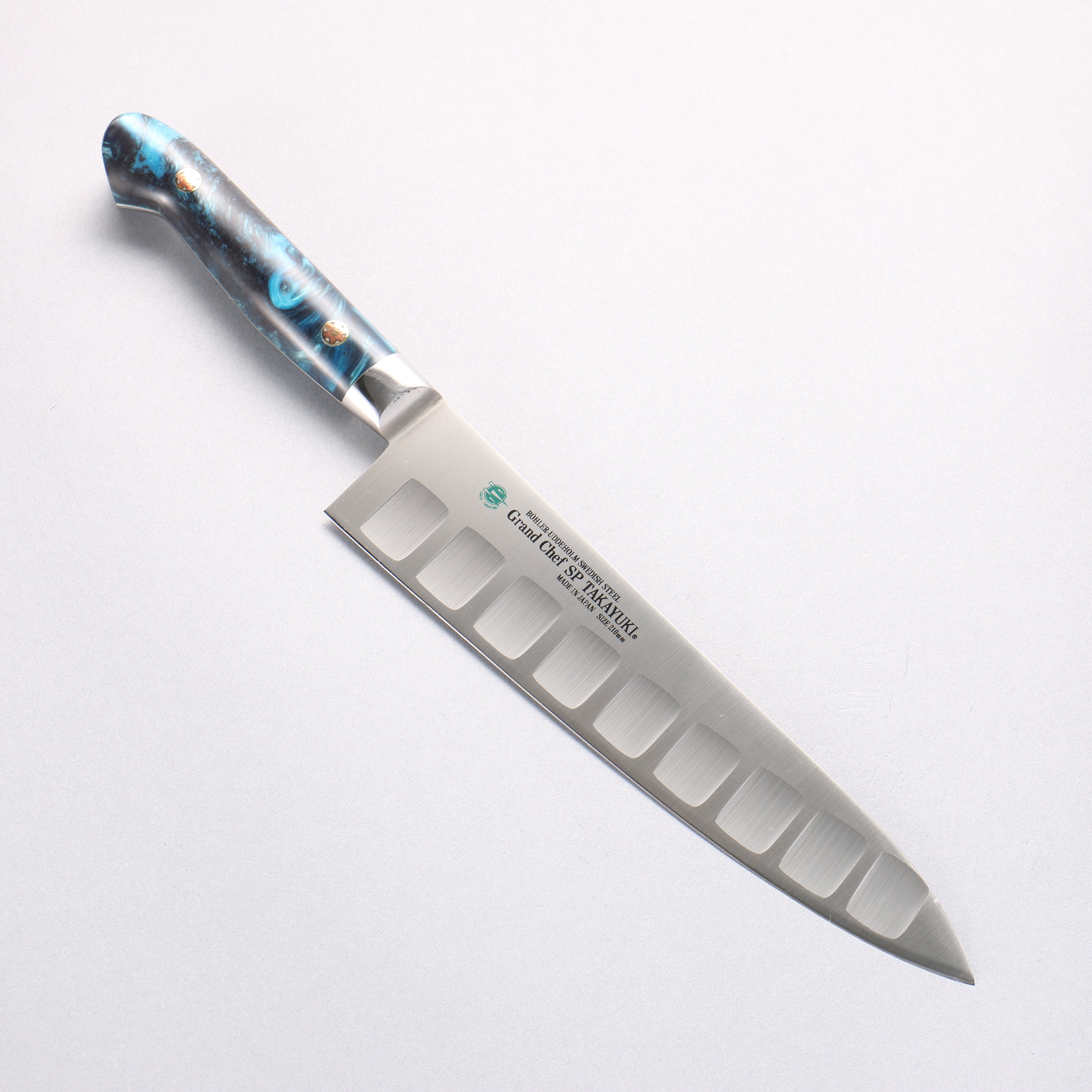Sakai Takayuki Grand Chef SP Uddeholm Swedish stain-resistant steel Gyuto Salmon 210mm SP Type III (Ocean) Handle - Seisuke Knife
