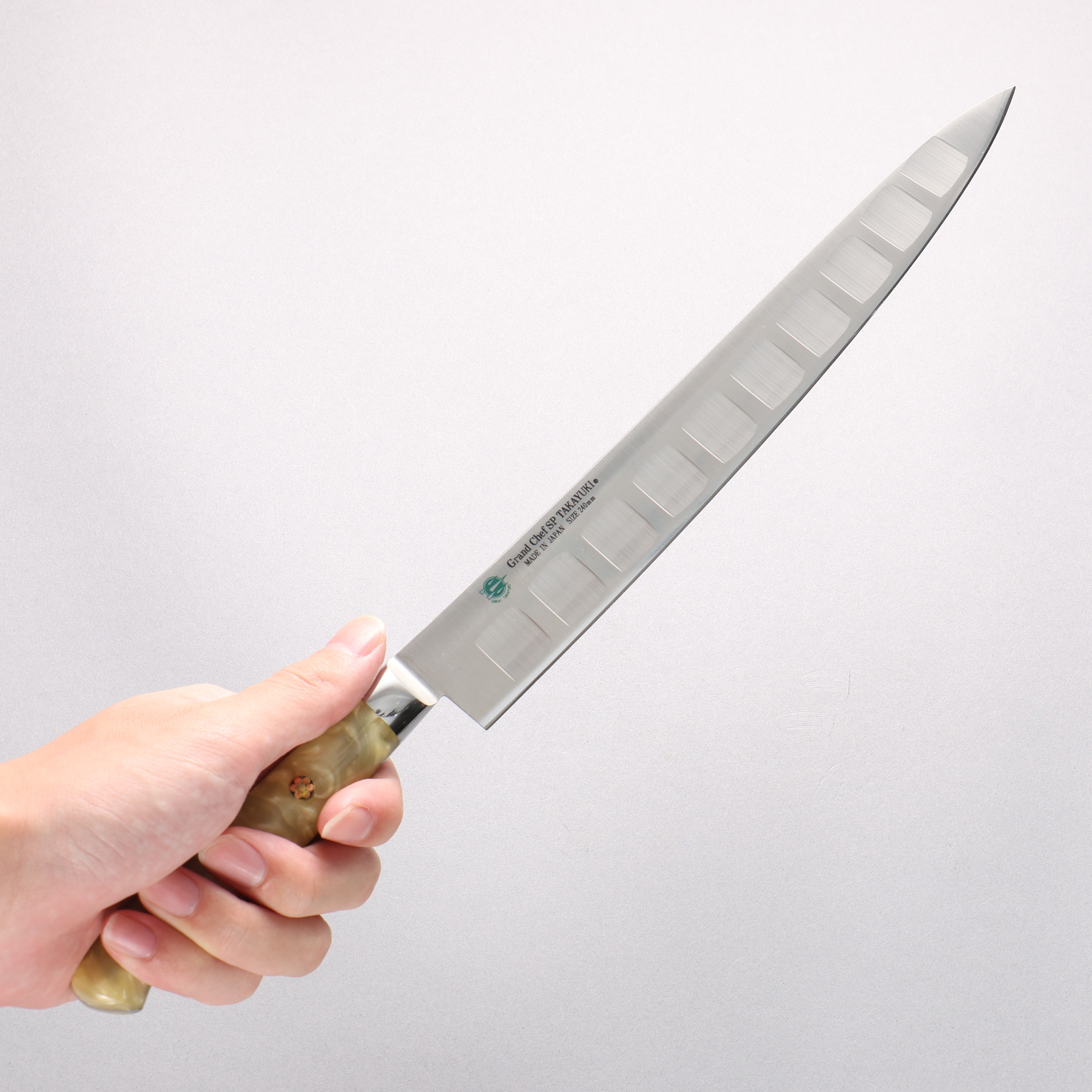 Sakai Takayuki Grand Chef SP Uddeholm Swedish stain-resistant steel Sujihiki Salmon 240mm SP Type III (Pearl) Handle - Seisuke Knife