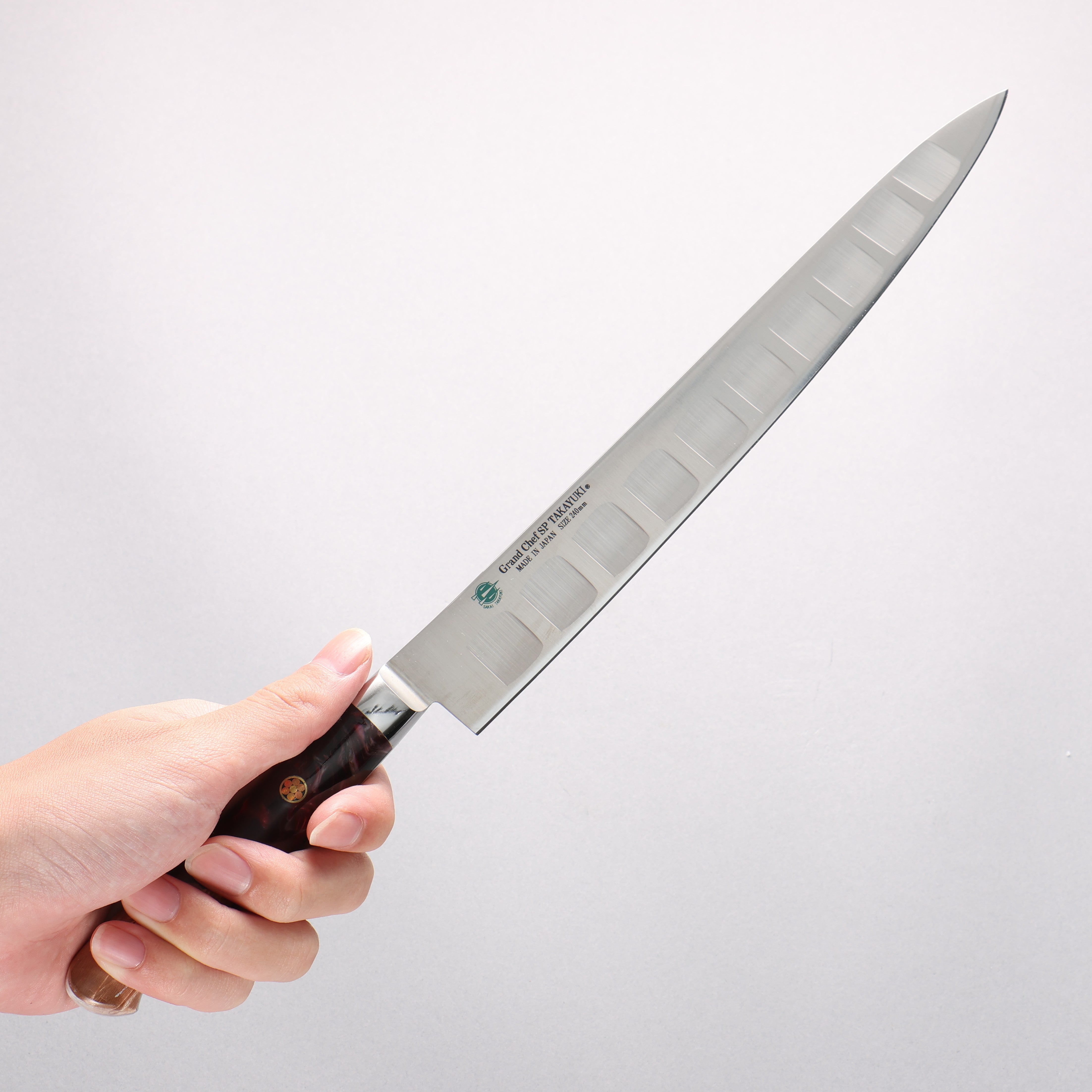 Sakai Takayuki Grand Chef SP Uddeholm Swedish stain-resistant steel Sujihiki Salmon 240mm SP Type III (Volcano) Handle - Seisuke Knife