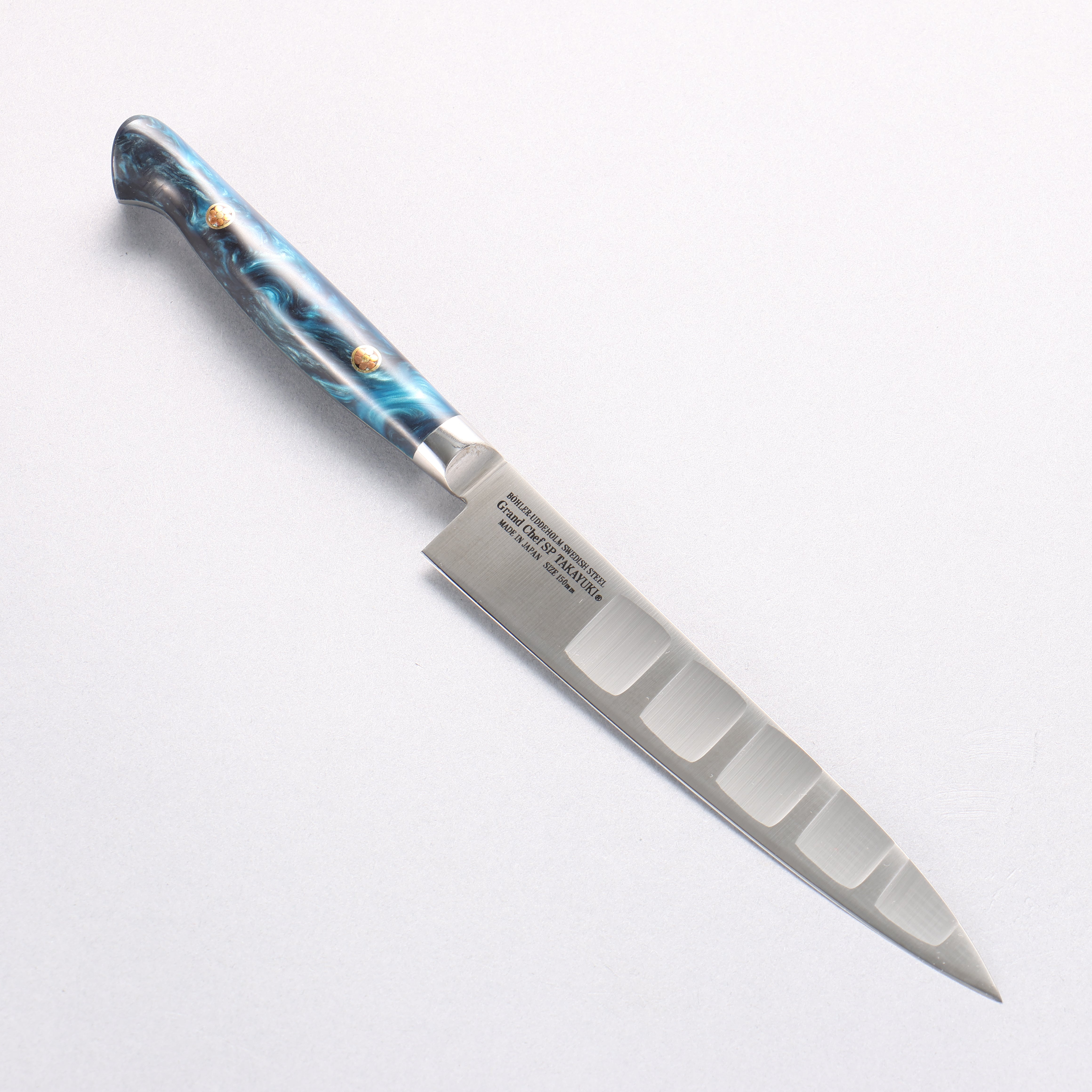 Sakai Takayuki Grand Chef SP Uddeholm Swedish stain-resistant steel Petty-Utility Salmon 150mm SP Type III (Ocean) Handle - Seisuke Knife