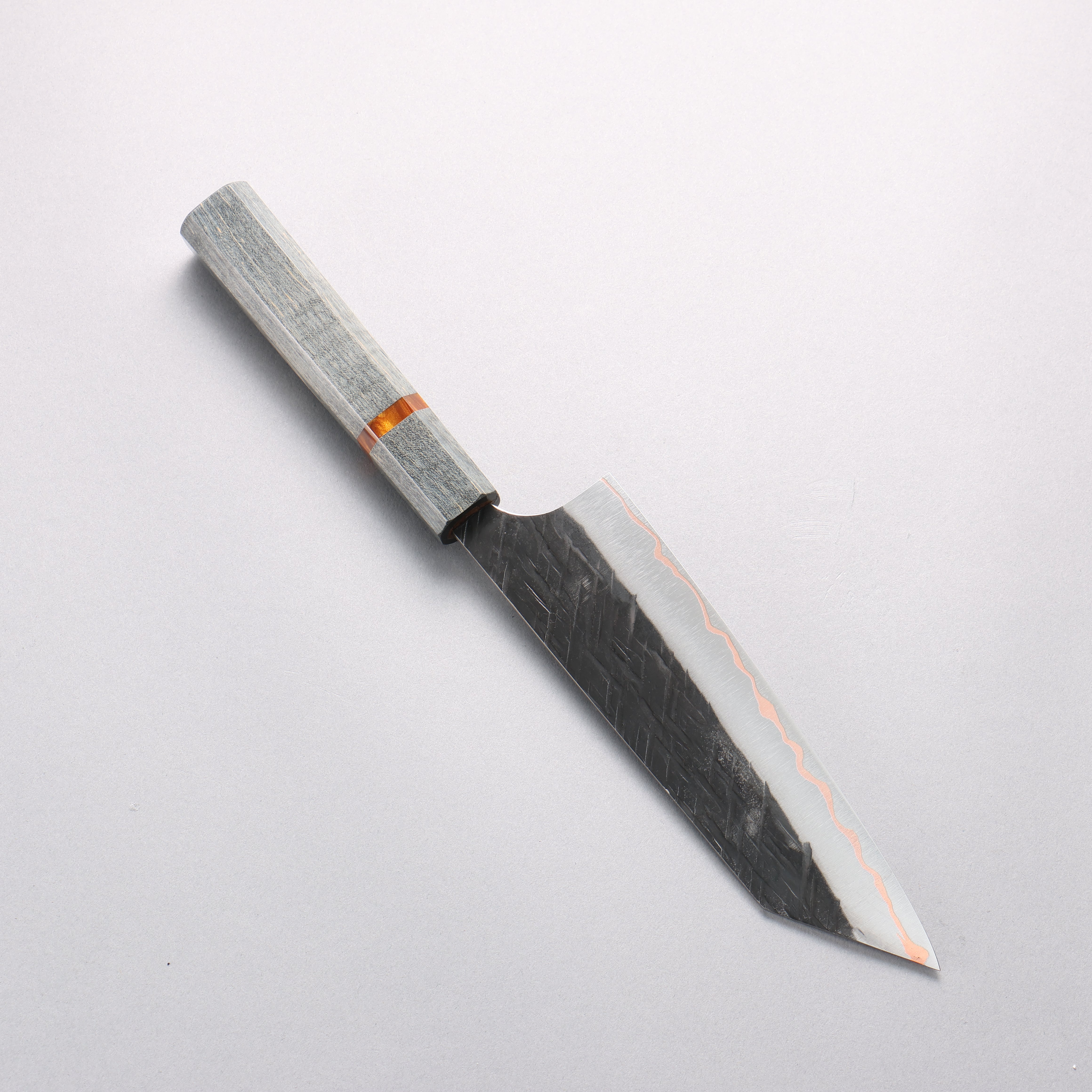Yu Kurosaki Raijin V-Toku2 Hammered Black Finished Bunka 170mm Stabilized wood (With Acrylic Ring) Handle - Seisuke Knife