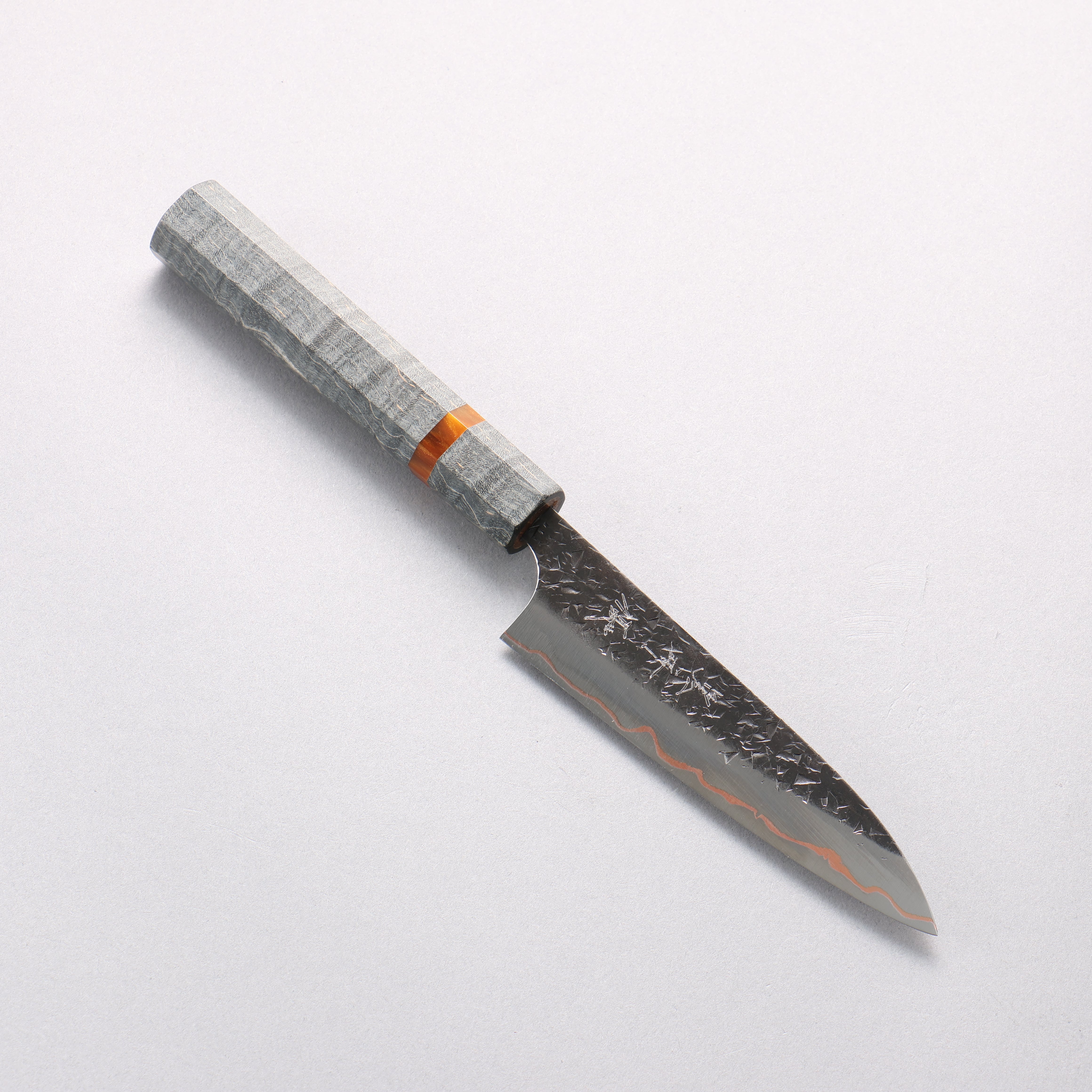 Yu Kurosaki Shizuku V-Toku2 Hammered Black Finished Petty-Utility 120mm Stabilized wood (With Acrylic Ring) Handle - Seisuke Knife