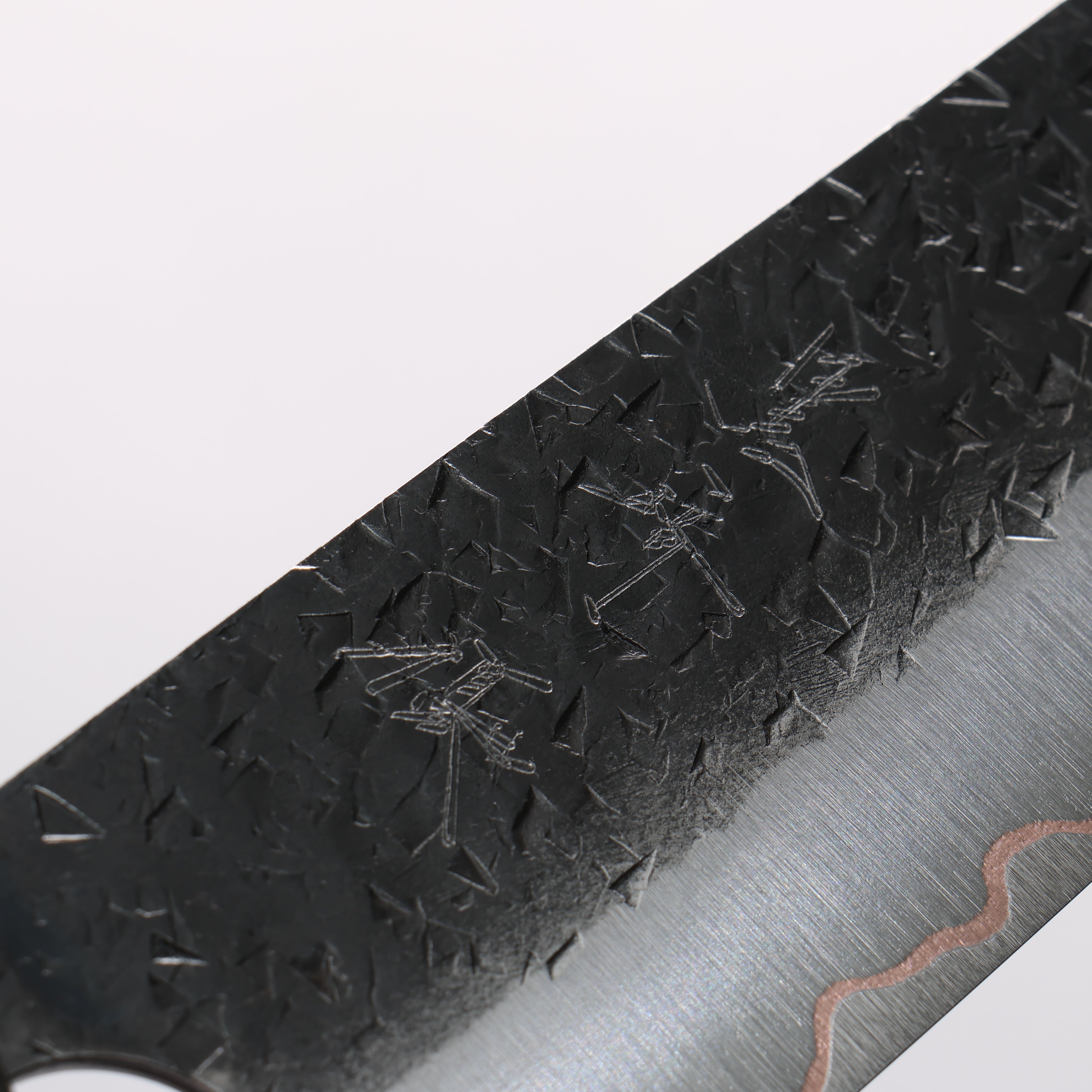 Yu Kurosaki Shizuku V-Toku2 Hammered Black Finished Santoku 170mm Stabilized wood (With Acrylic Ring) Handle - Seisuke Knife