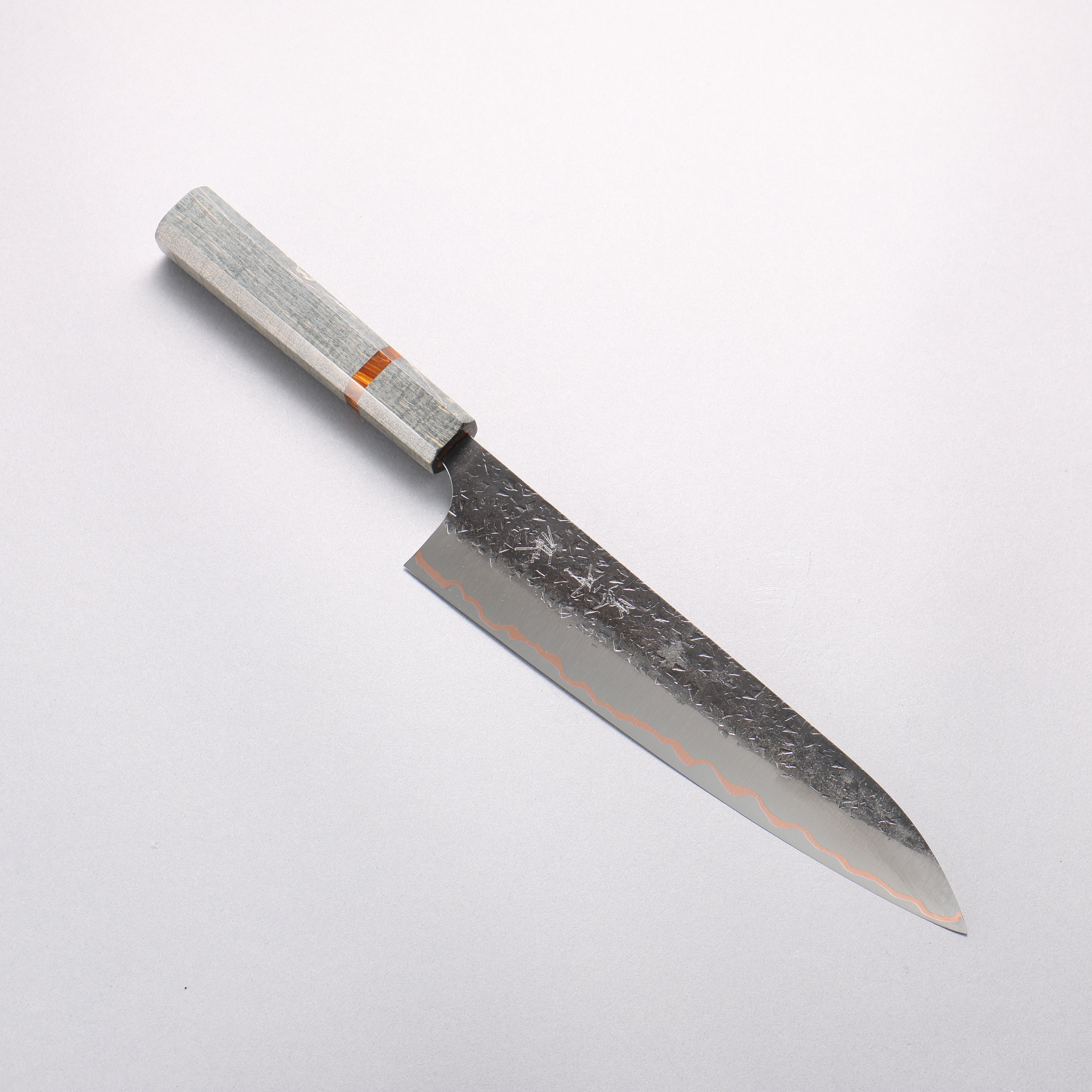 Yu Kurosaki Shizuku V-Toku2 Hammered Black Finished Gyuto 210mm Stabilized wood (With Acrylic Ring) Handle - Seisuke Knife