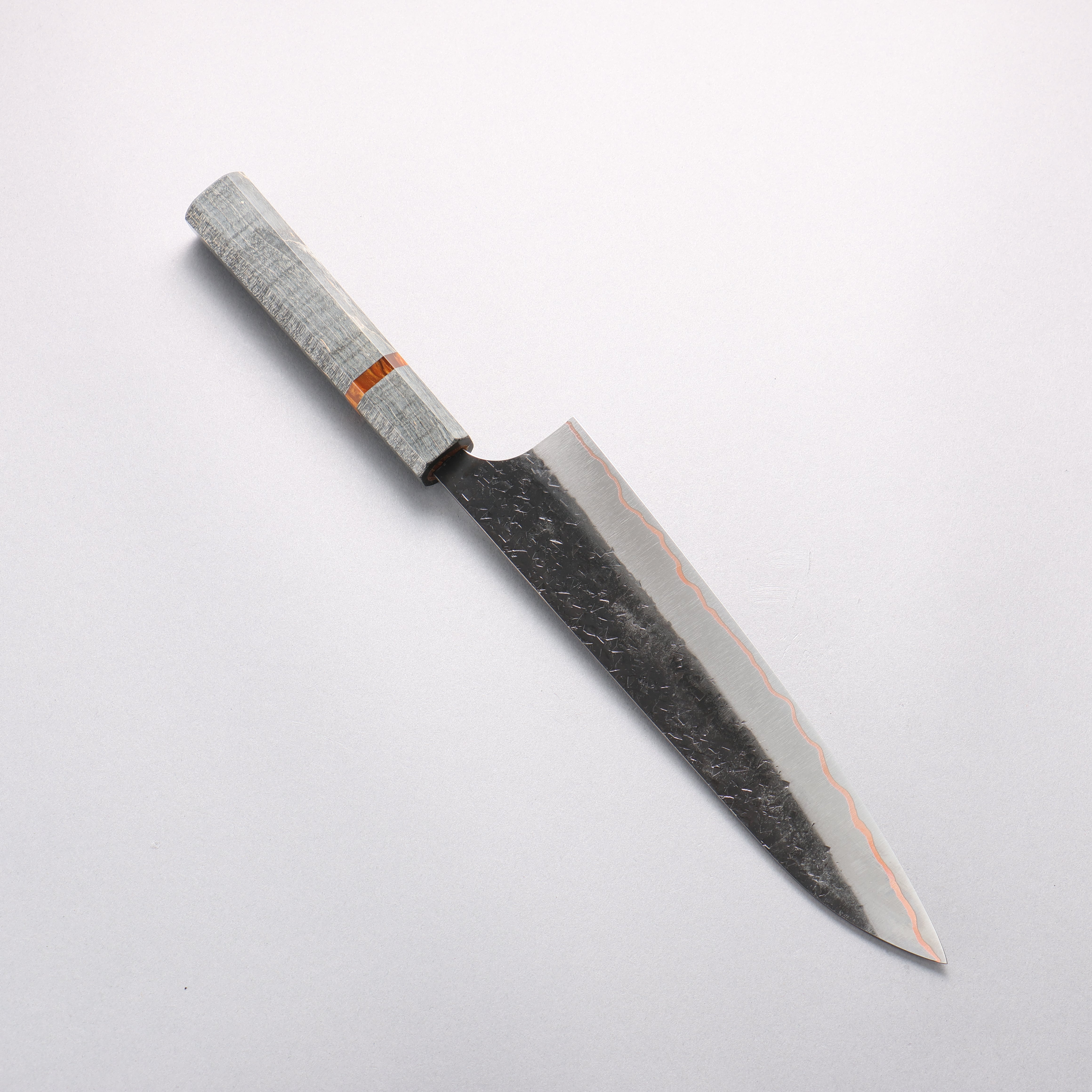 Yu Kurosaki Shizuku V-Toku2 Hammered Black Finished Gyuto 210mm Stabilized wood (With Acrylic Ring) Handle - Seisuke Knife