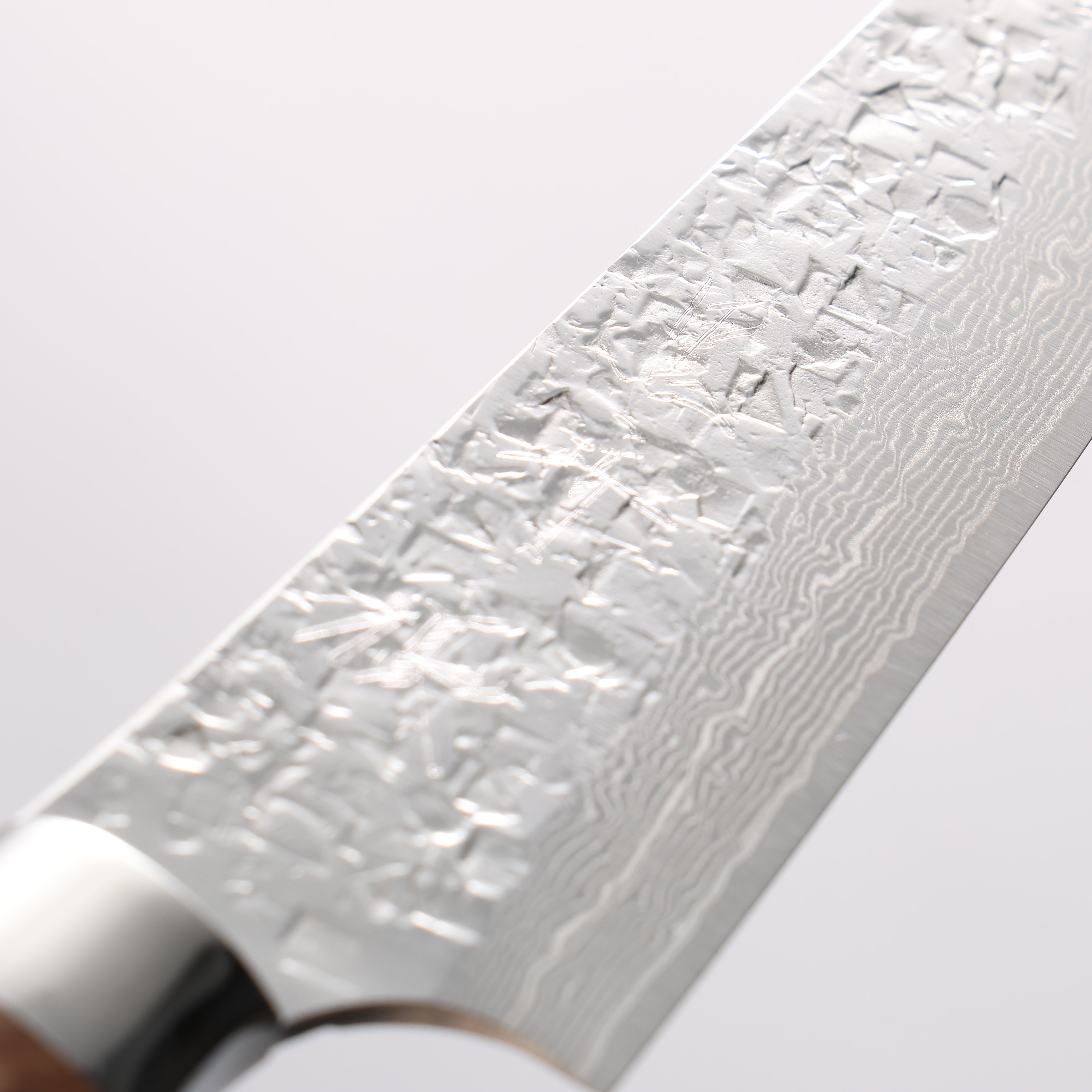 Yu Kurosaki Shizuku SG2 Hammered Damascus Kiritsuke Petty-Utility 130mm Red and Wood Pattern Acrylic Handle with Sheath - Seisuke Knife