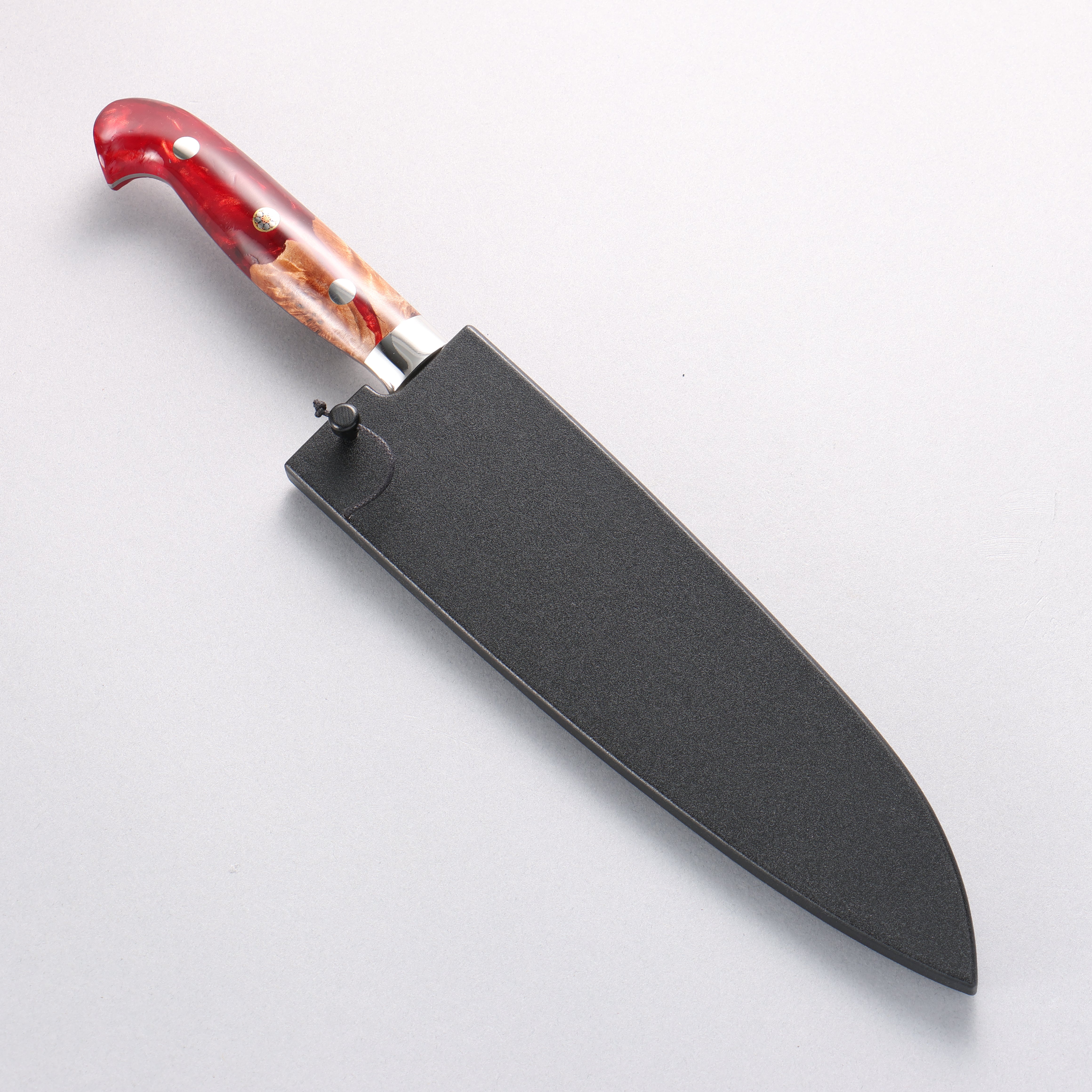 Yu Kurosaki Shizuku SG2 Hammered Damascus Kiritsuke Gyuto 180mm Red and Wood Pattern Acrylic Handle with Sheath - Seisuke Knife