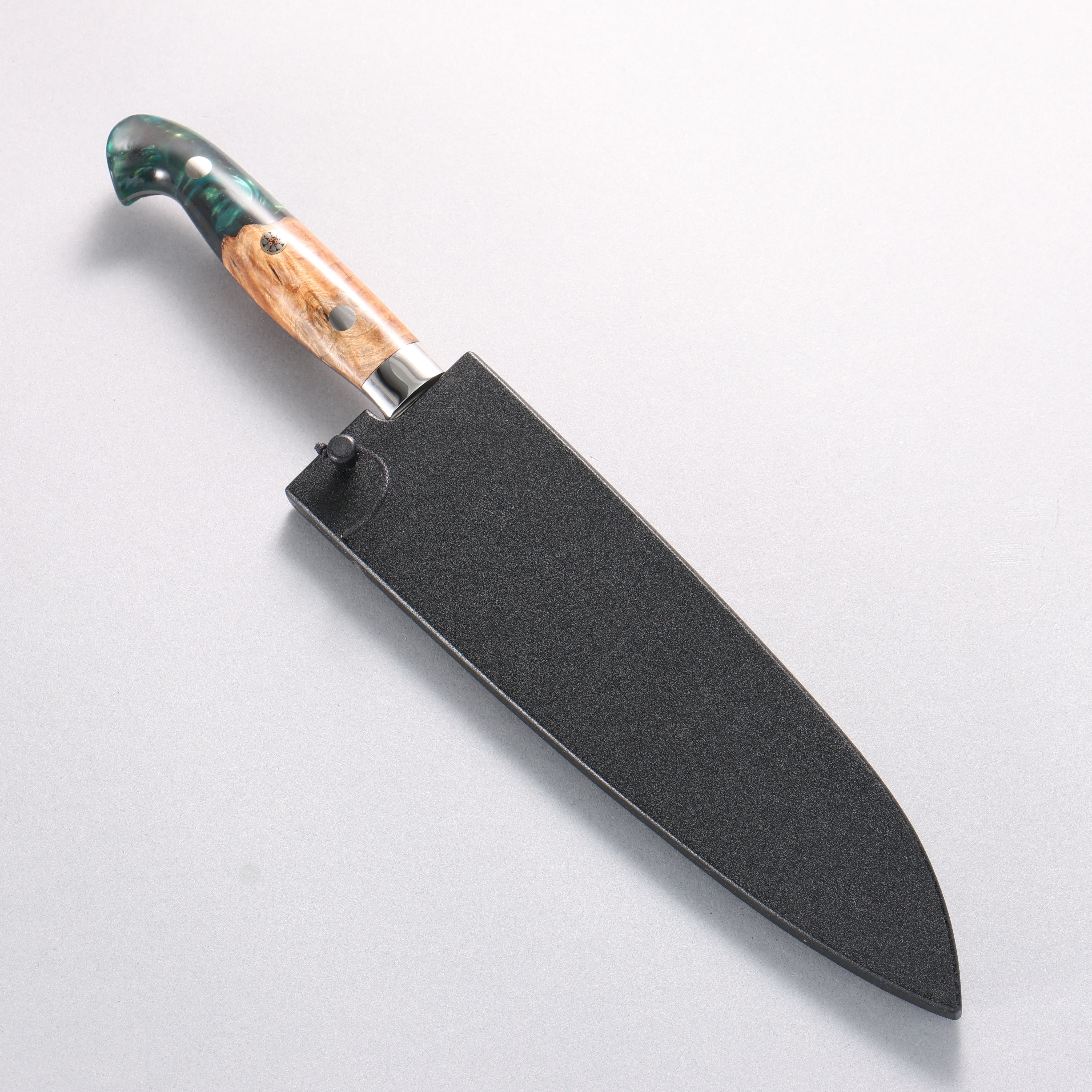 Yu Kurosaki Fujin SG2 Hammered Damascus Kiritsuke Gyuto 180mm Green and Wood Pattern Acrylic Handle with Sheath - Seisuke Knife