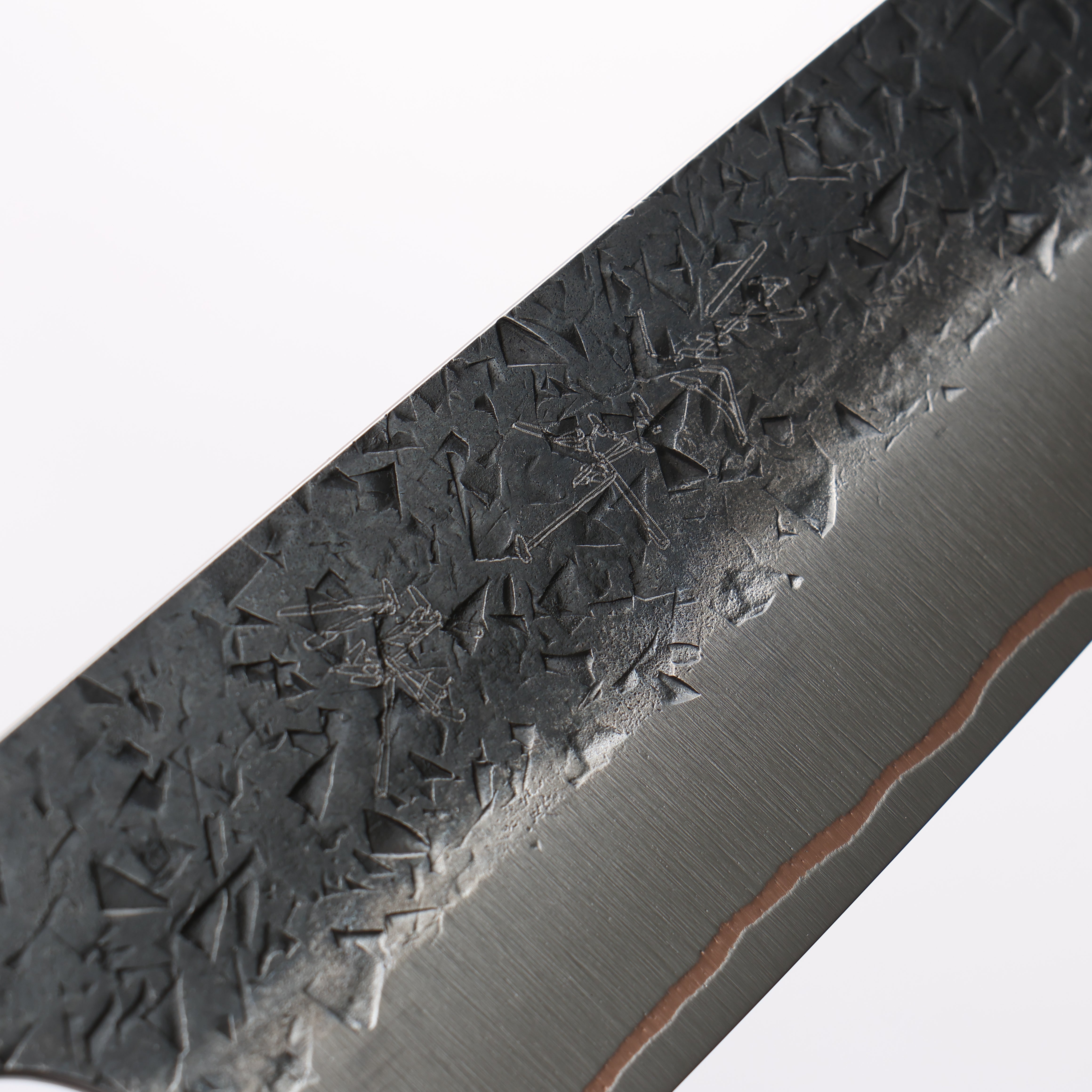 Yu Kurosaki Shizuku V-Toku2 Hammered Black Finished Small Santoku 150mm Stabilized wood (With Acrylic Ring) Handle - Seisuke Knife