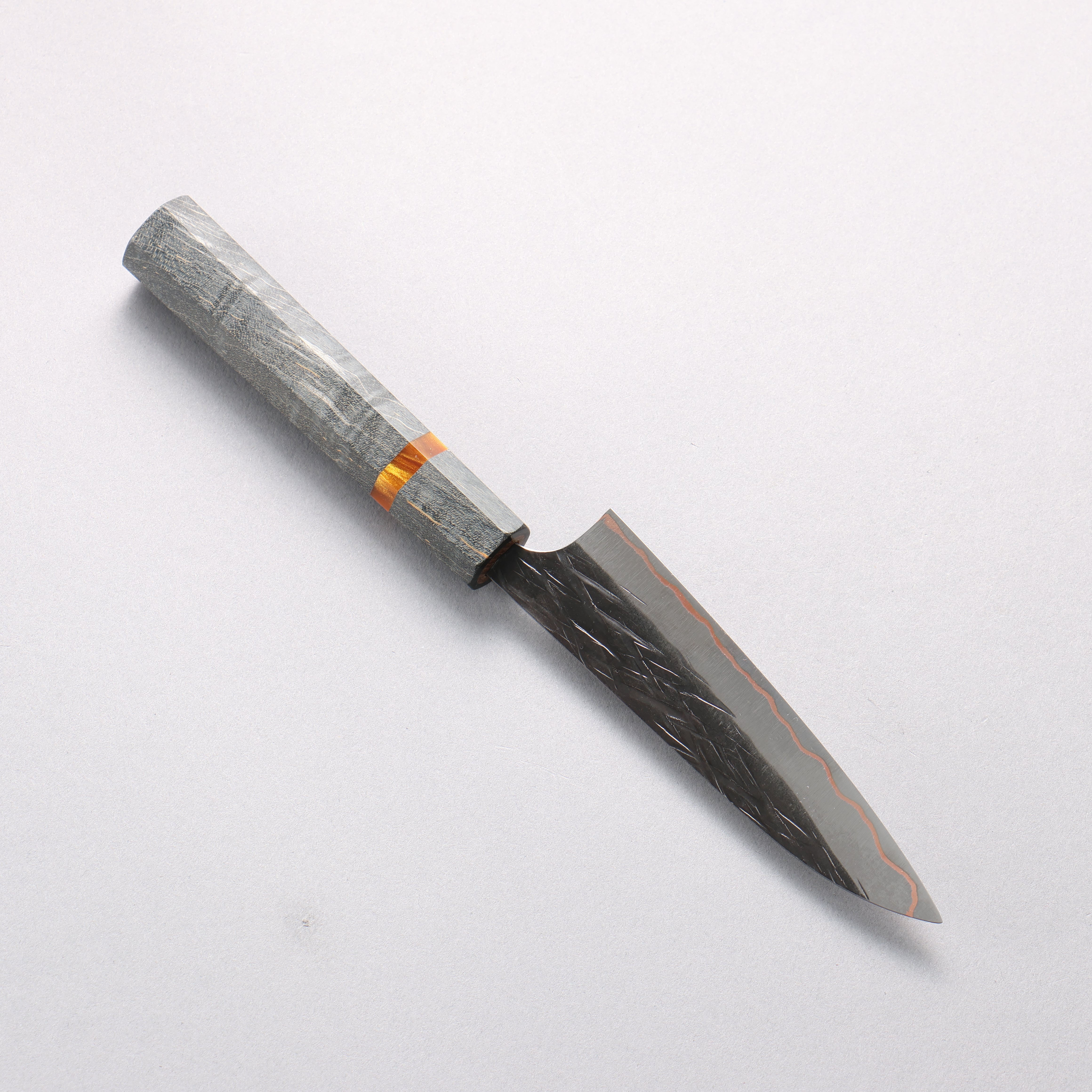 Yu Kurosaki Juhyo V-Toku2 Hammered Black Finished Petty-Utility 120mm Stabilized wood (With Acrylic Ring) Handle - Seisuke Knife