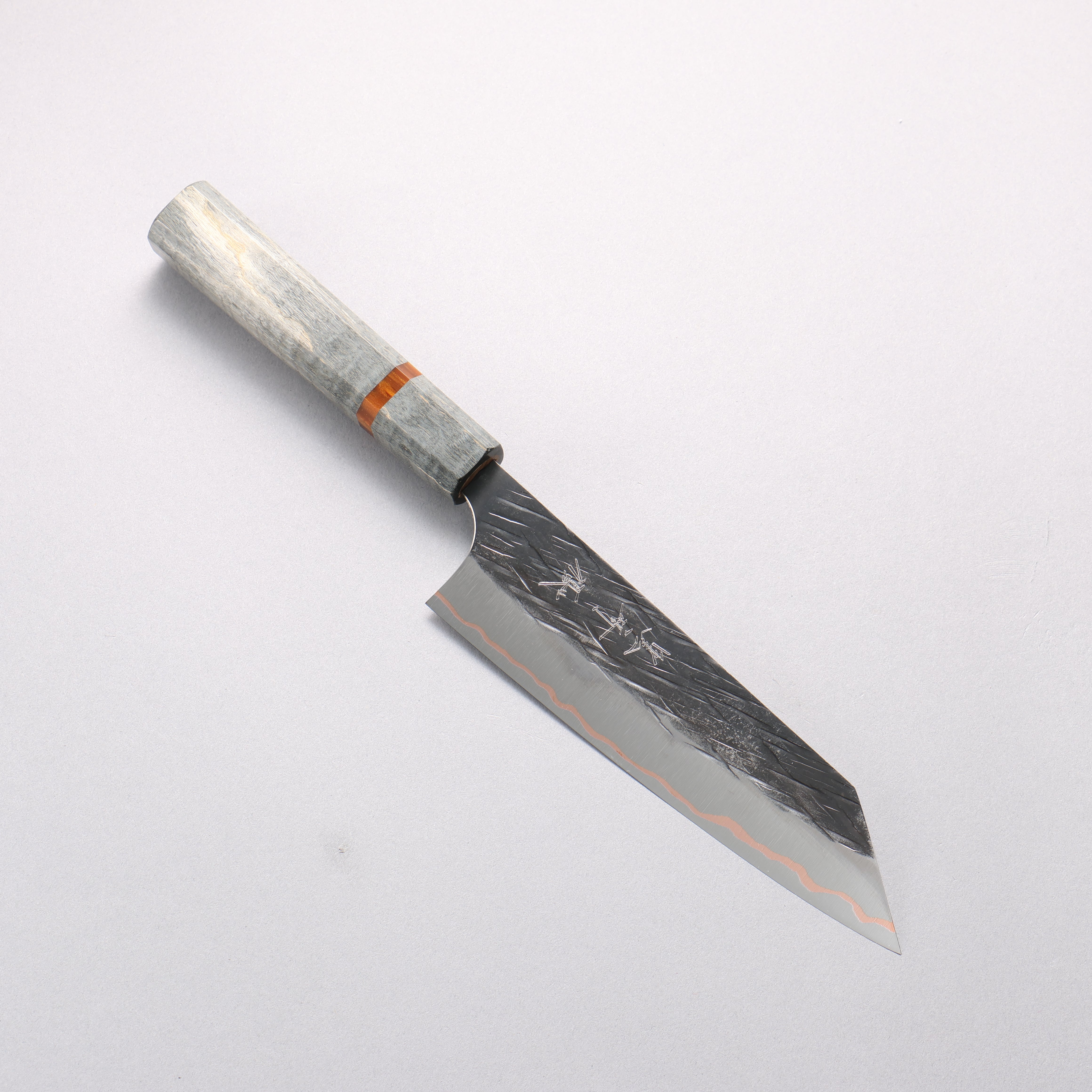 Yu Kurosaki Juhyo V-Toku2 Hammered Black Finished Bunka 170mm Stabilized wood (With Acrylic Ring) Handle - Seisuke Knife