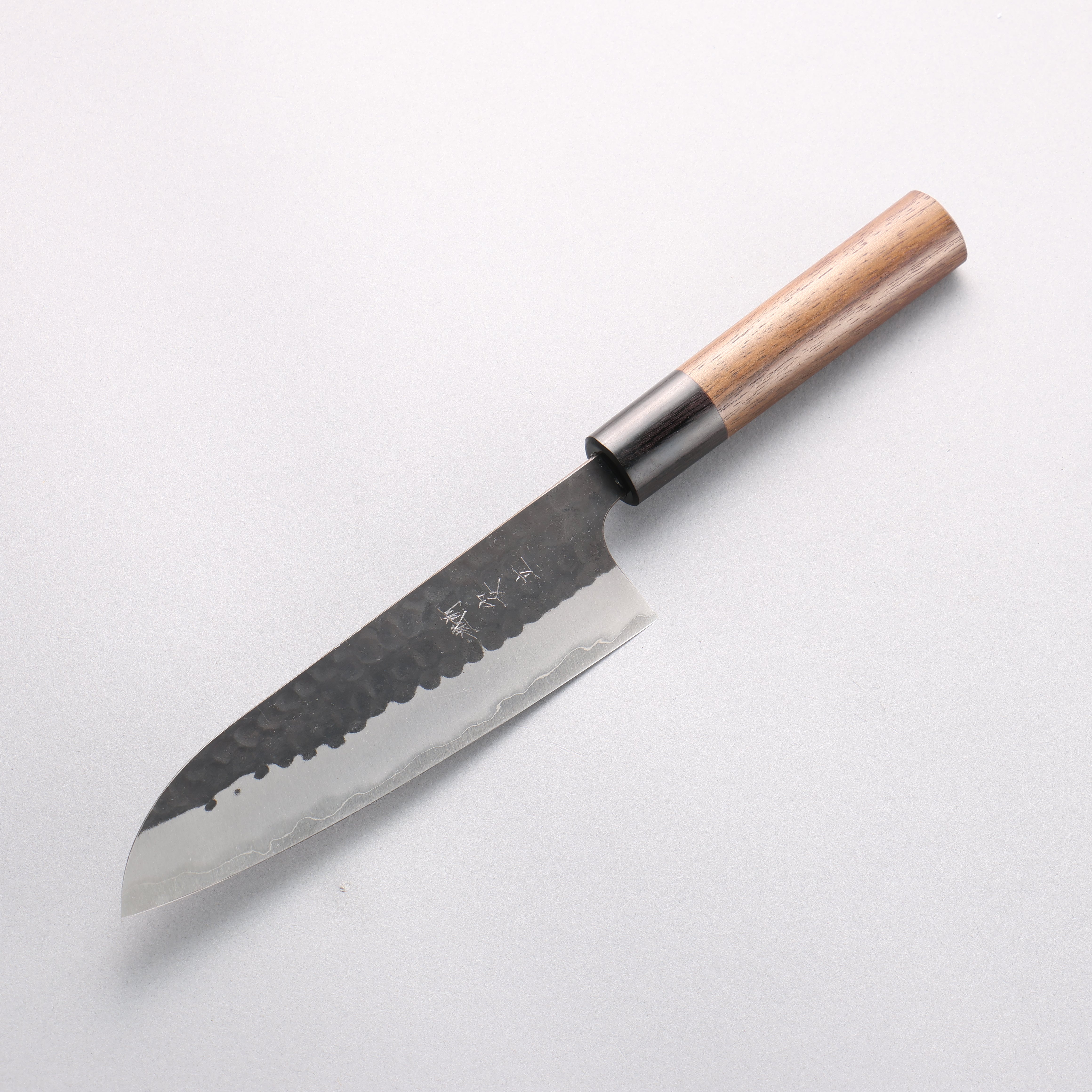 Anryu Blue Super Hammered Black Finished Small Santoku 150mm Rosewood Handle - Seisuke Knife