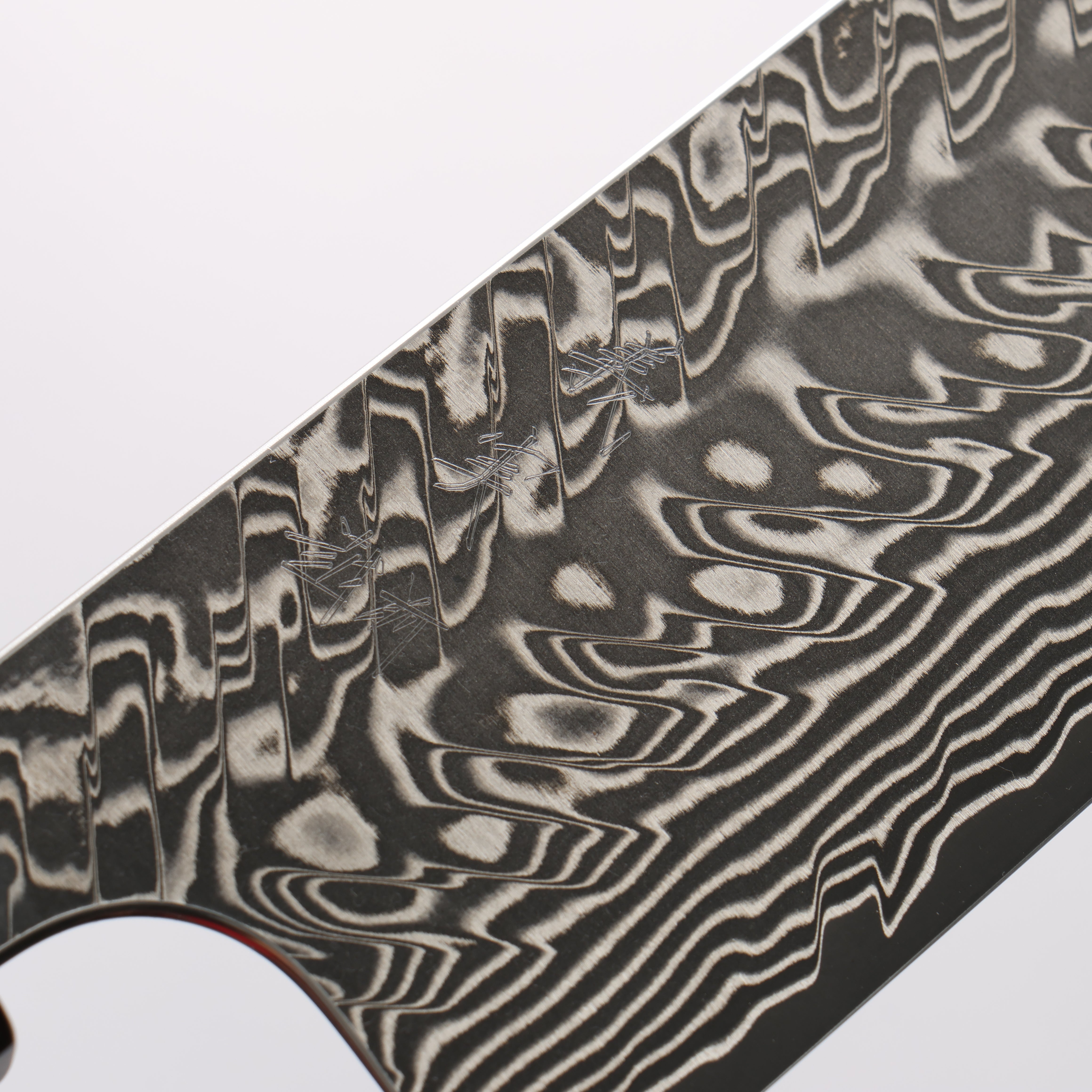 Yoshimi Kato SG2 Black Damascus Santoku 170mm Stabilized Birch with Black Resin Handle - Seisuke Knife
