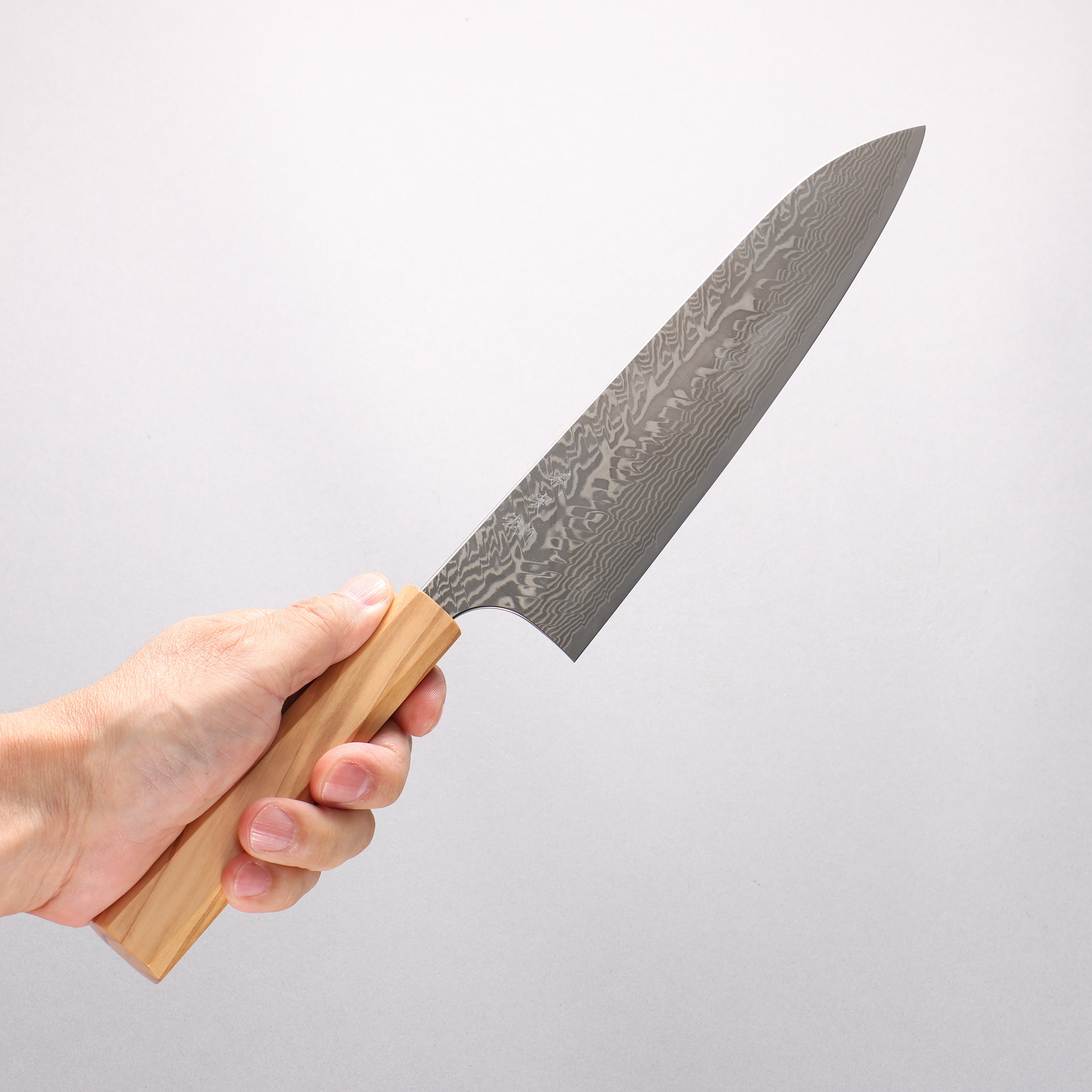 Yoshimi Kato SG2 Black Damascus Gyuto 210mm Olive tree Handle - Seisuke Knife