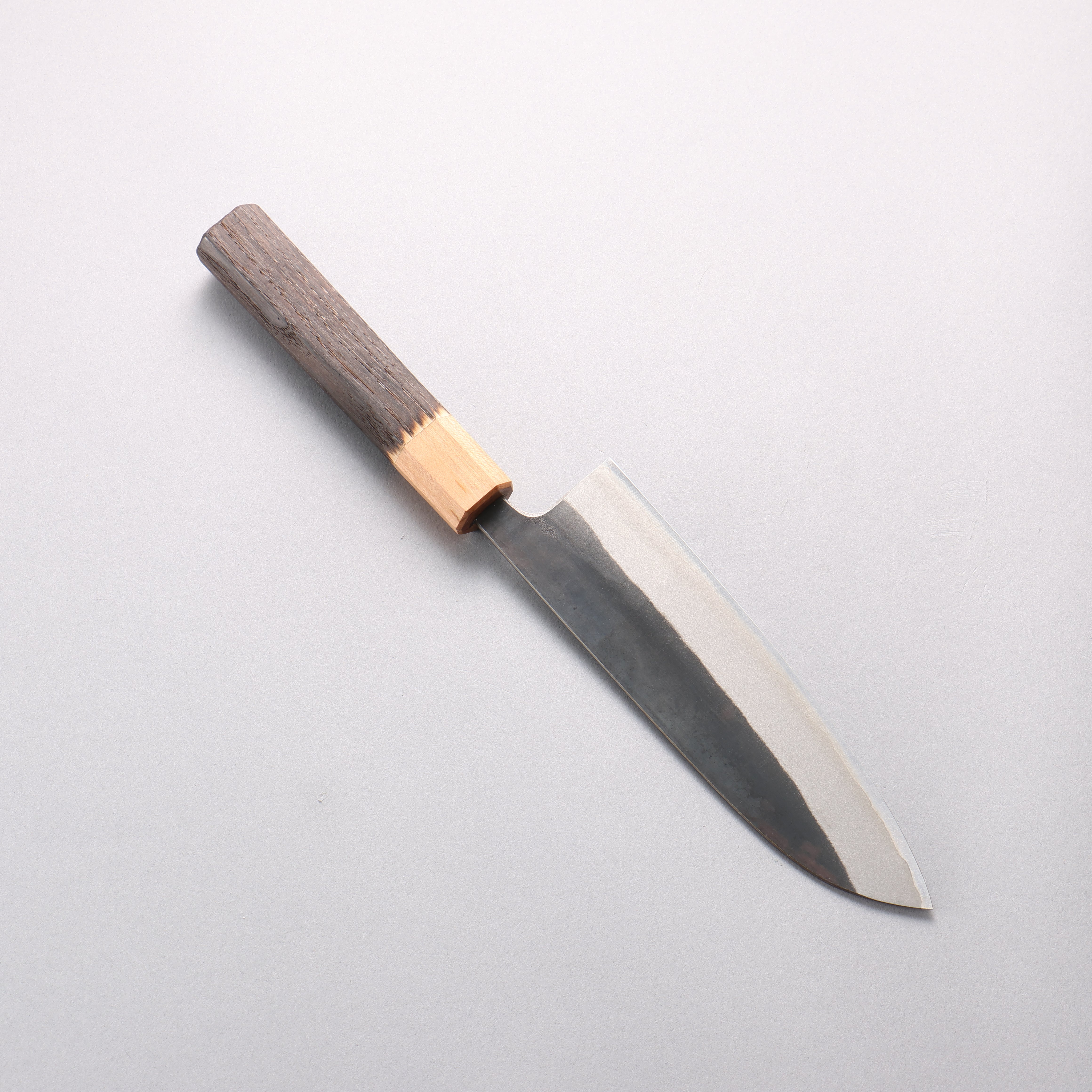 Seisuke Blue Steel No.2 Black Finished Santoku 170mm Burnt Chestnut (ferrule: Cherry Wood) Handle - Seisuke Knife