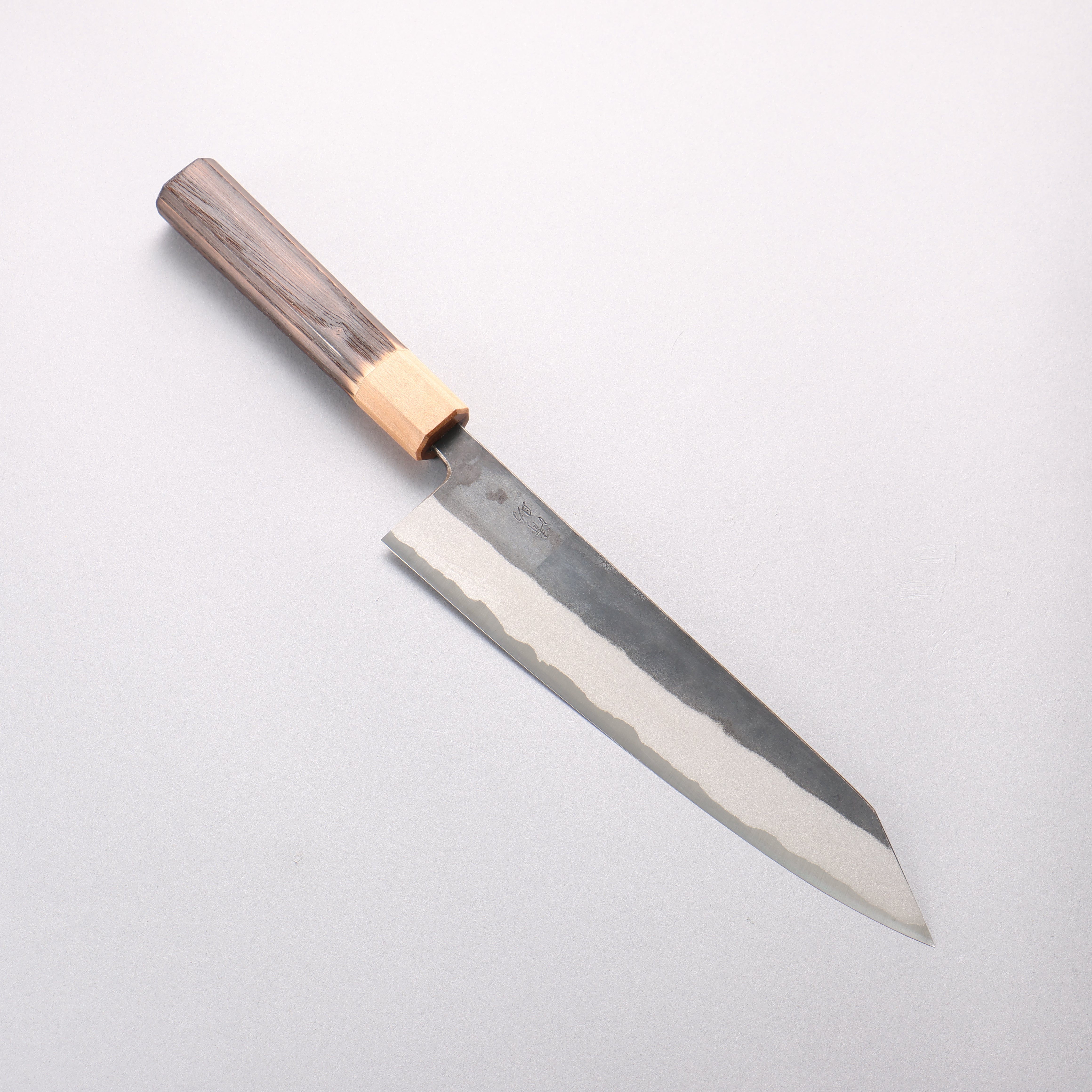 Seisuke Blue Steel No.2 Black Finished Kiritsuke Gyuto 210mm Burnt Chestnut (ferrule: Cherry Wood) Handle - Seisuke Knife