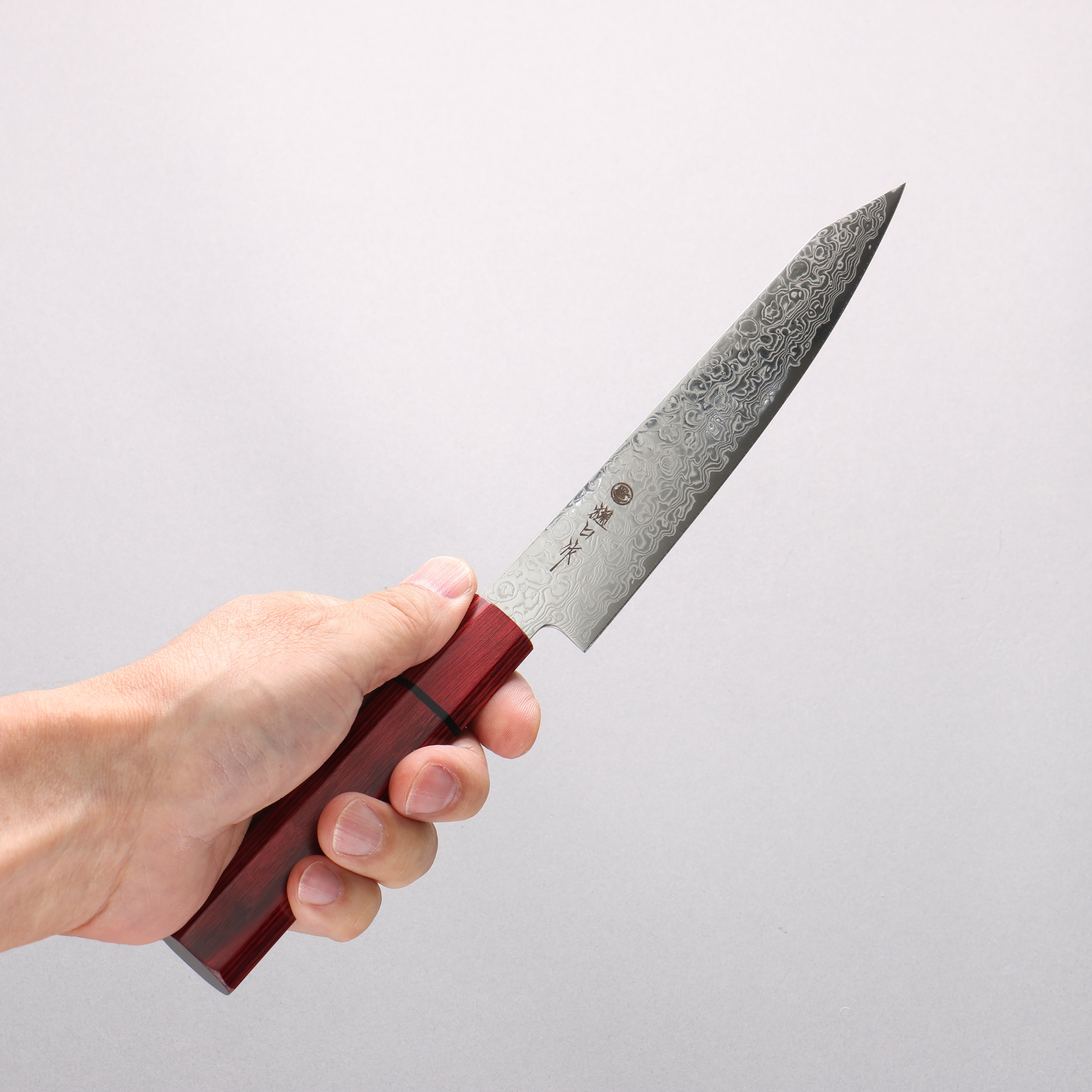 Higuchi SG2 Damascus Migaki Finished Kiritsuke Petty-Utility 150mm Red Pakka wood Handle - Seisuke Knife