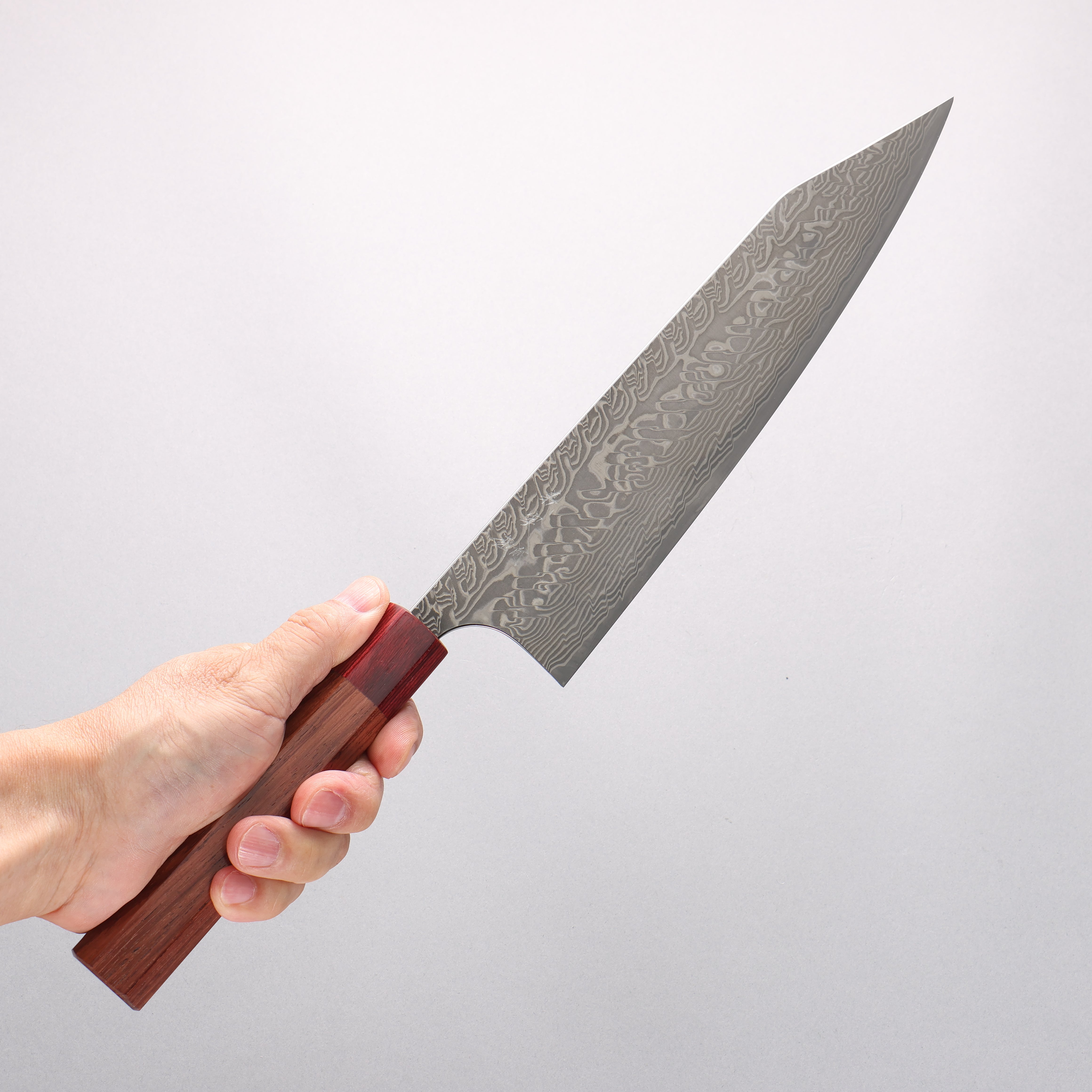 Yoshimi Kato SG2 Black Damascus Kiritsuke Gyuto 240mm Honduras (ferrule: Red Pakka wood) Handle - Seisuke Knife