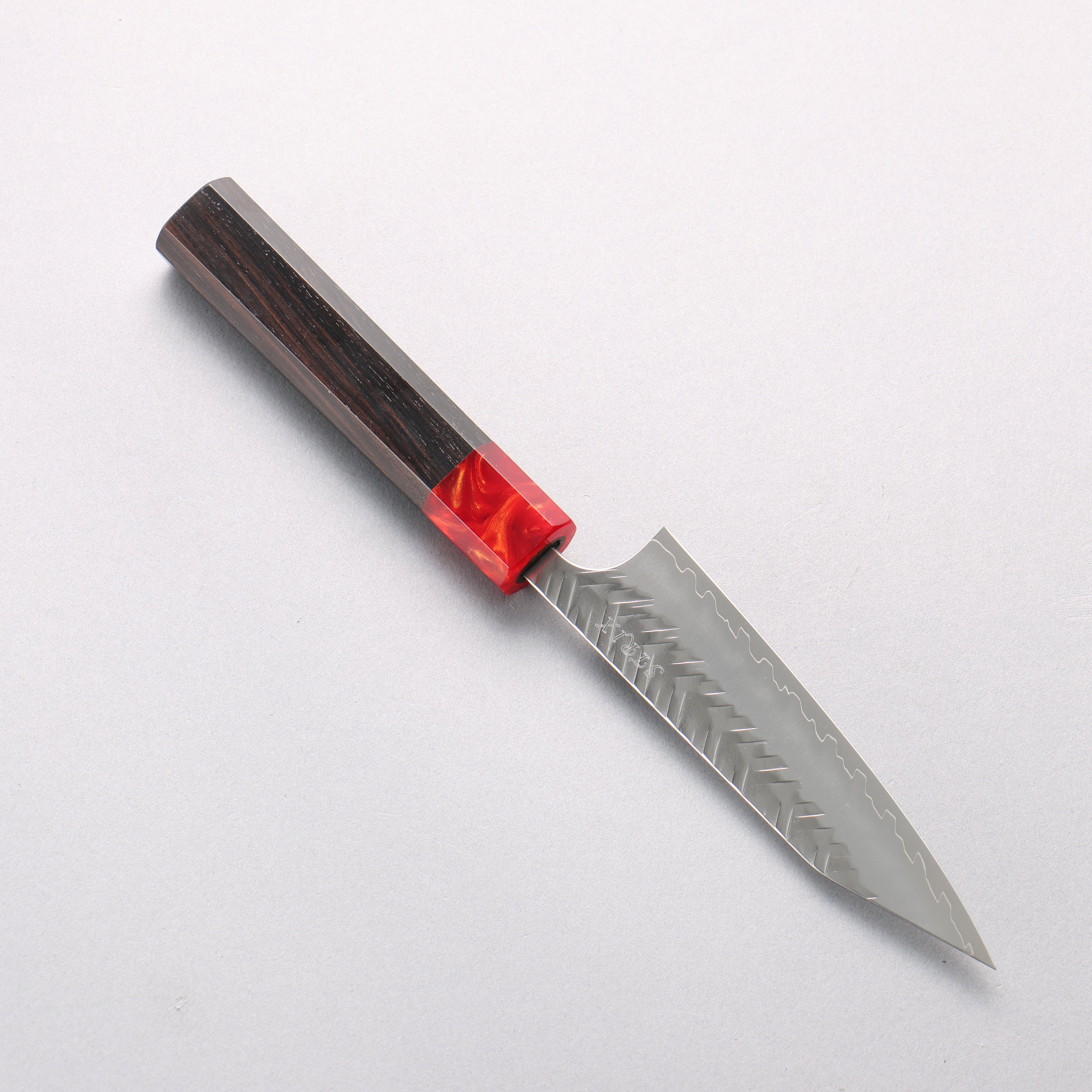 Yoshimi Kato SPG STRIX Hammered (V) Kiritsuke Petty-Utility 120mm Ebony (ferrule: Red Resin) Handle - Seisuke Knife