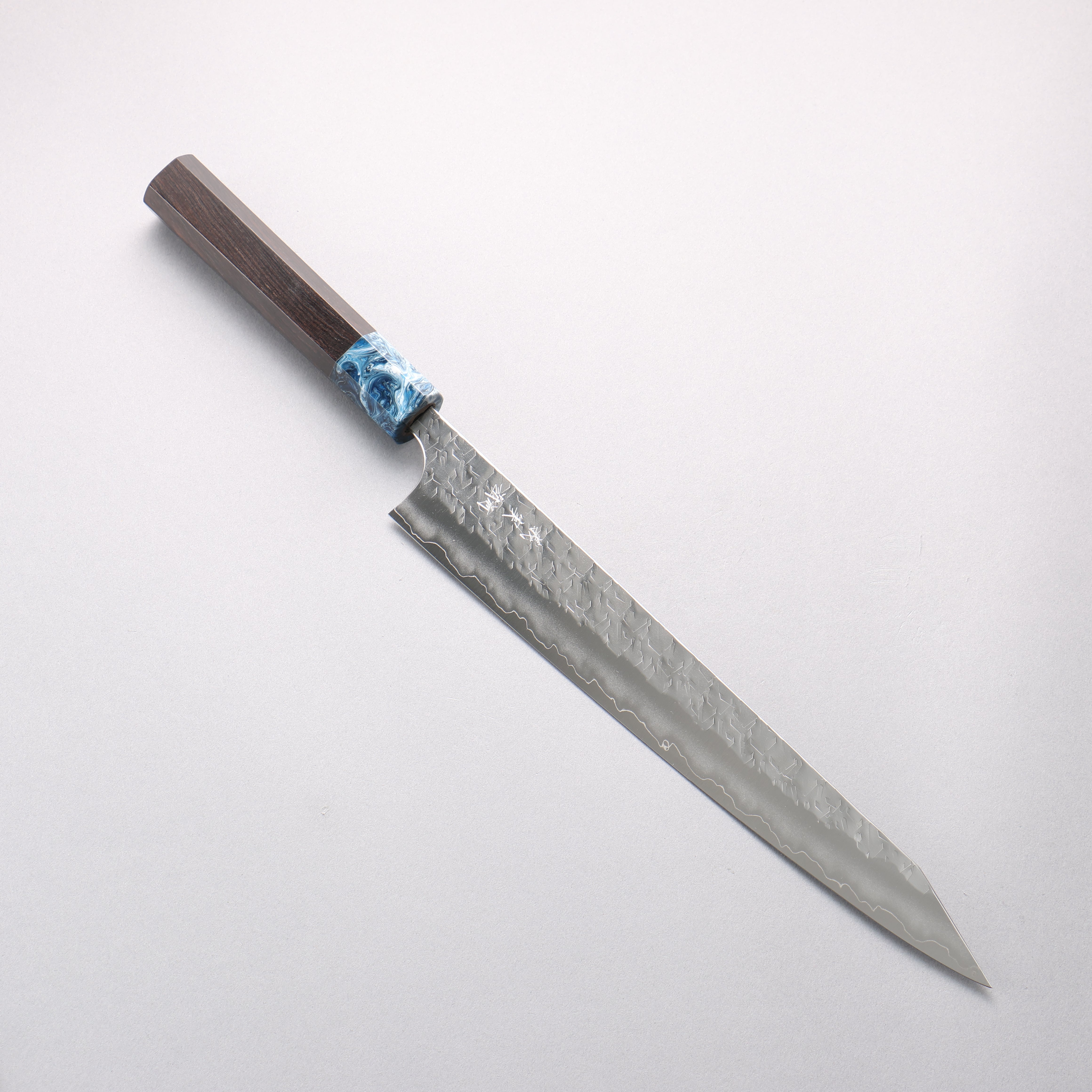 Yoshimi Kato Hyo SG2 Hammered Kiritsuke Sujihiki 270mm Ebony (ferrule: Blue Marble Resin) Handle - Seisuke Knife