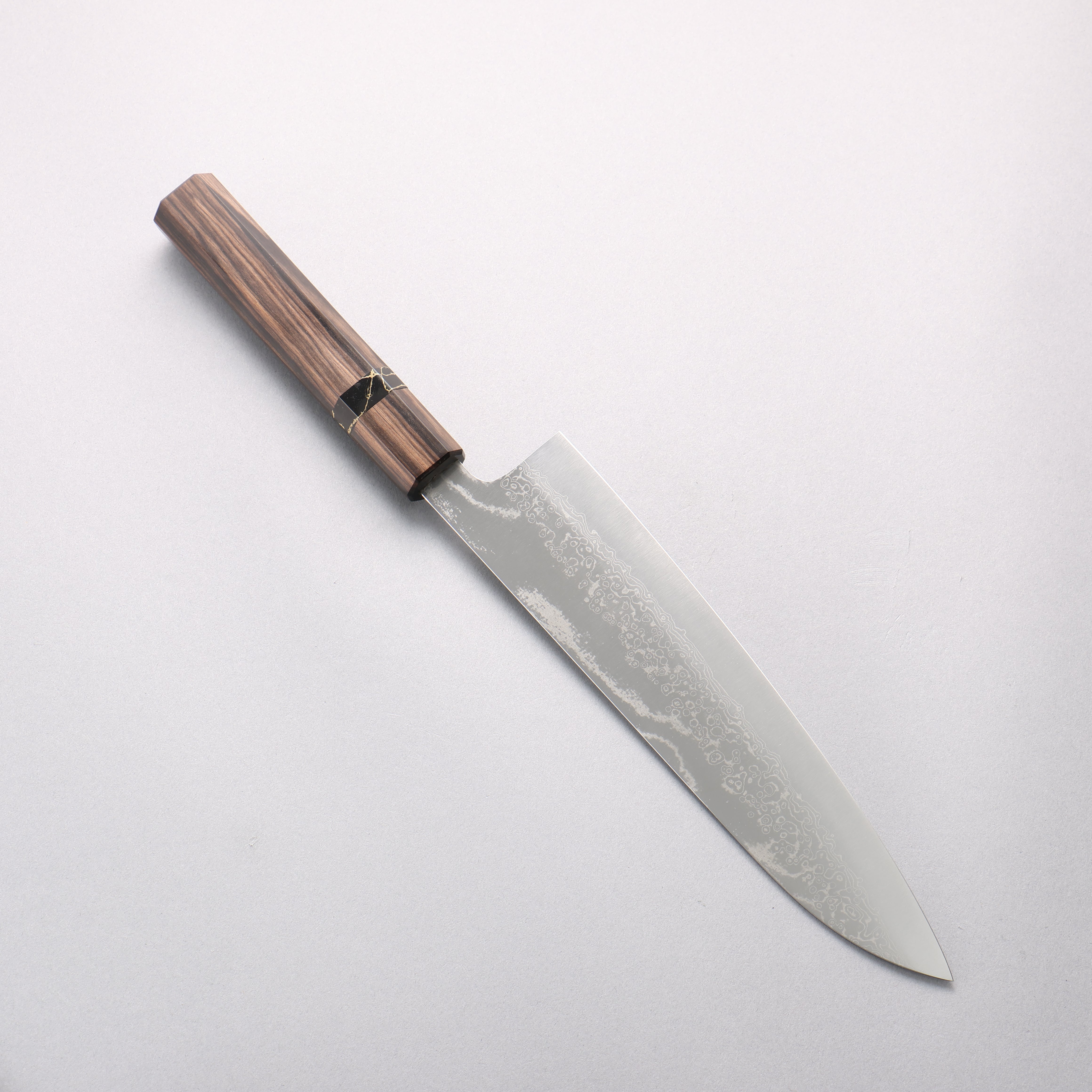Makoto Kurosaki VG10w Damascus Gyuto 210mm Ebony Wood (With Black Turquoise Ring) Handle - Seisuke Knife