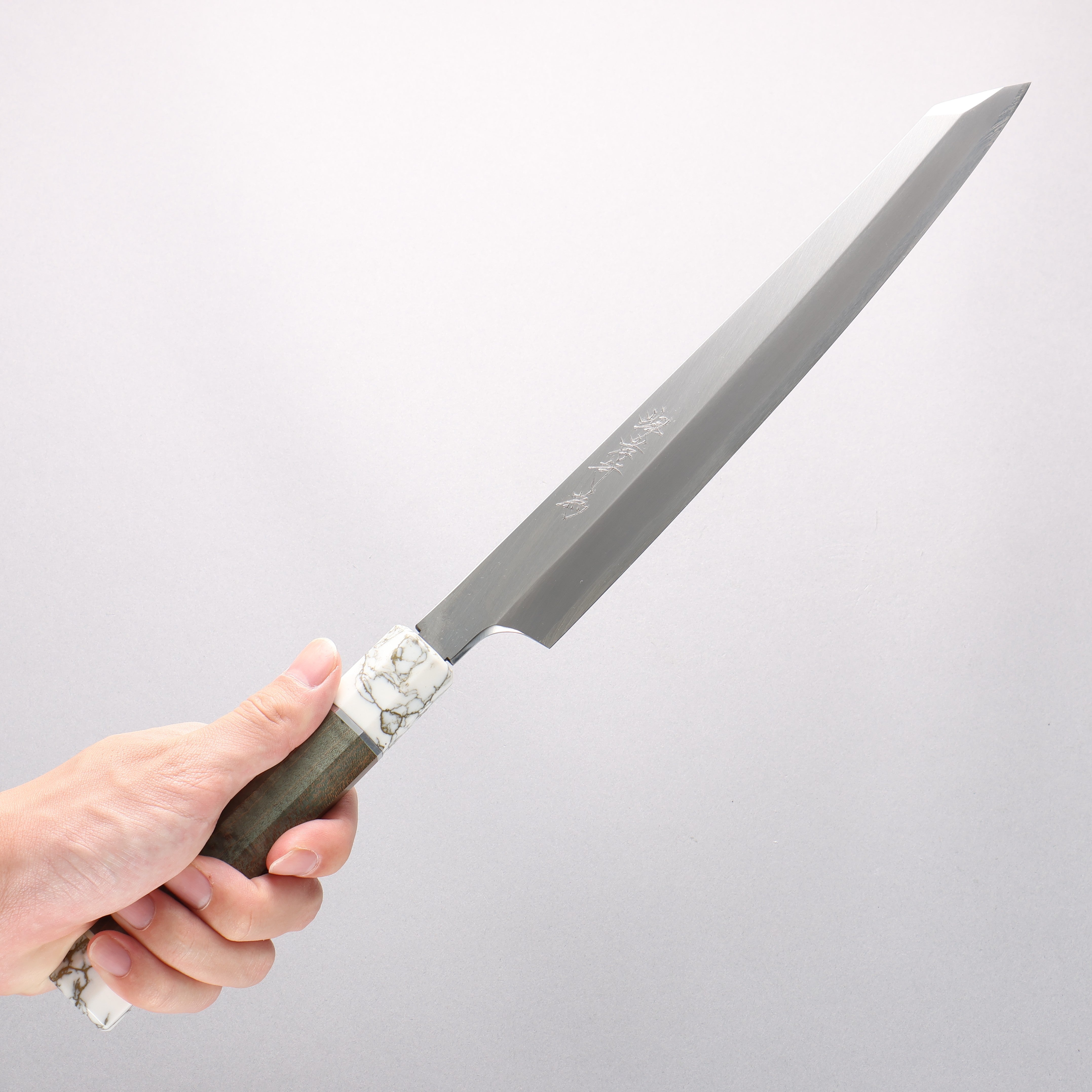 Sakai Takayuki Chef Series Hien Silver Steel No.3 Kiritsuke Yanagiba 270mm Stabilized wood (White Ferrule and End Cap) Handle with Sheath - Seisuke Knife