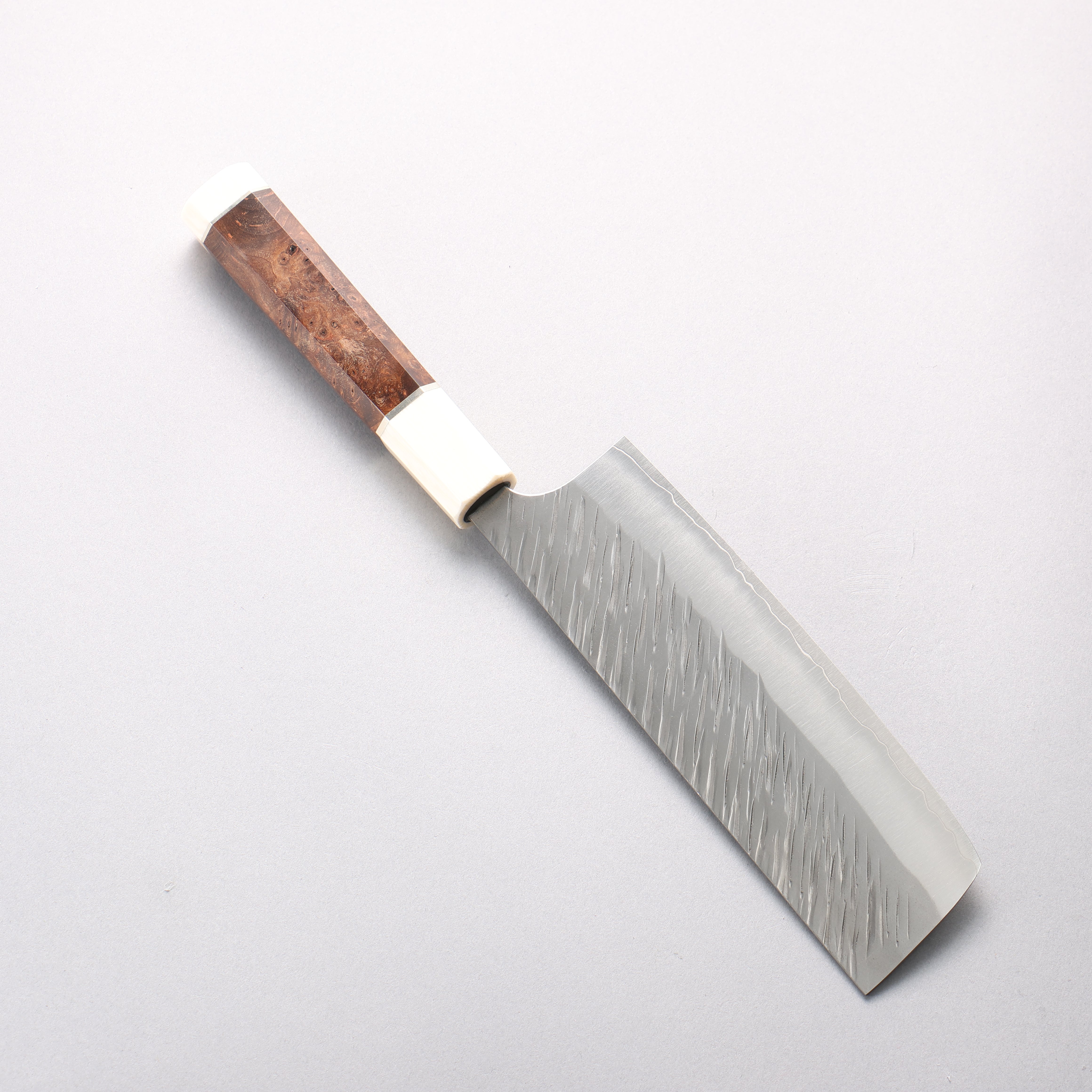 Yu Kurosaki Fujin SG2 Hammered Nakiri 165mm Chinese Quince Burl & White Resin Handle - Seisuke Knife