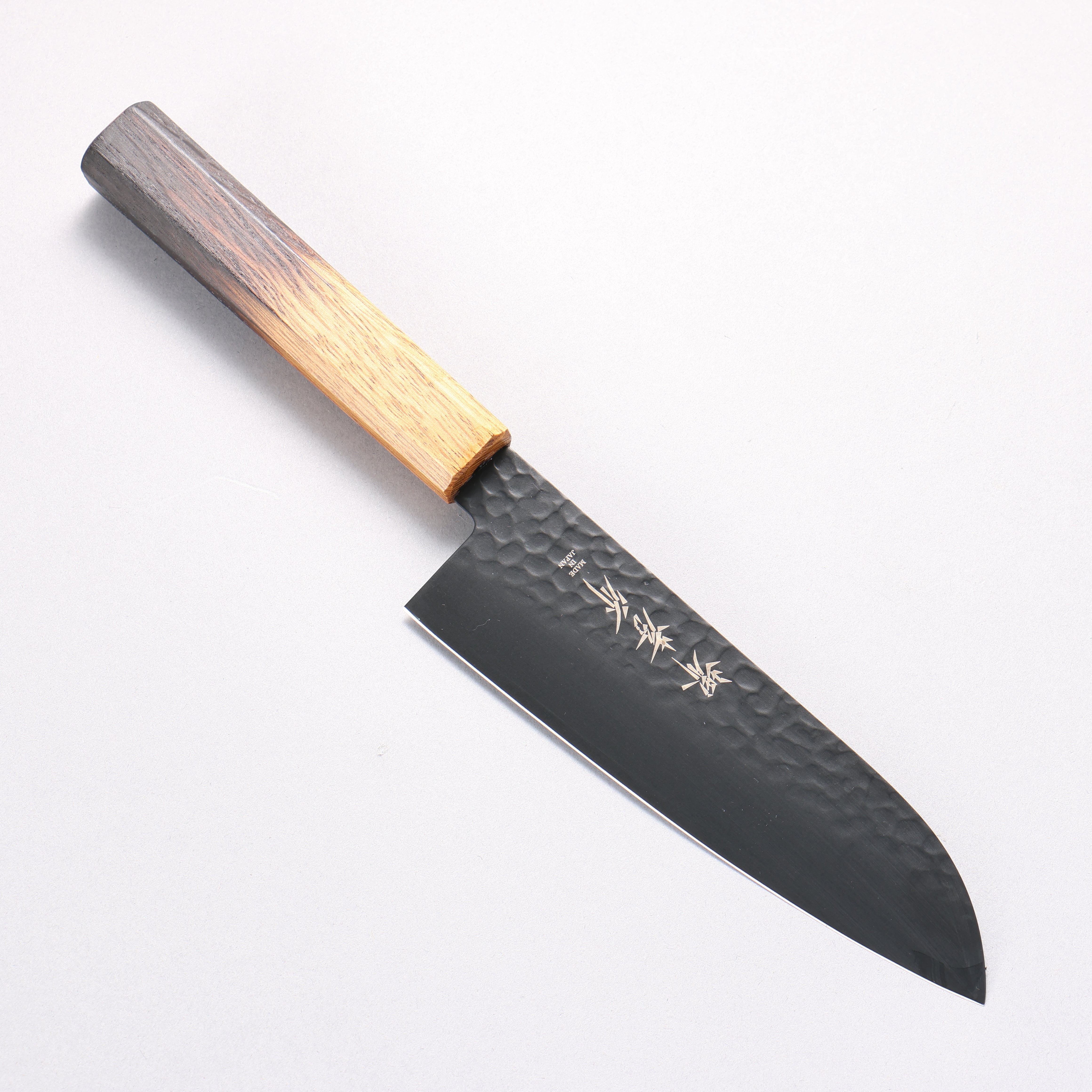Sakai Takayuki Kurokage VG10 Hammered Teflon Coating Santoku 170mm Burnt Oak Handle - Seisuke Knife