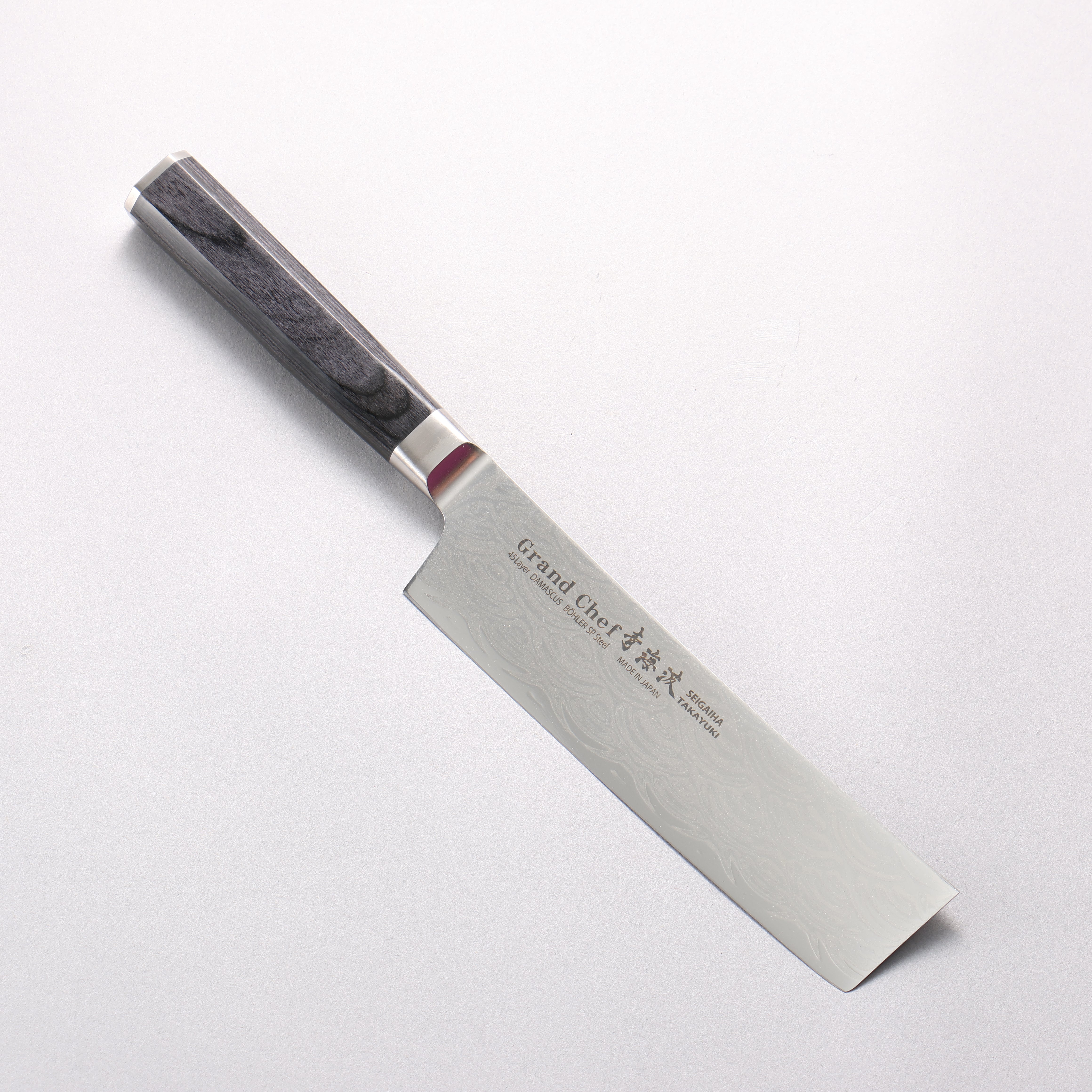 Sakai Takayuki Seigaiha Blue Ocean Wave Böhler SP Steel 45 Layer Damascus Migaki Nakiri 160mm Black Pakkawood - Seisuke Knife