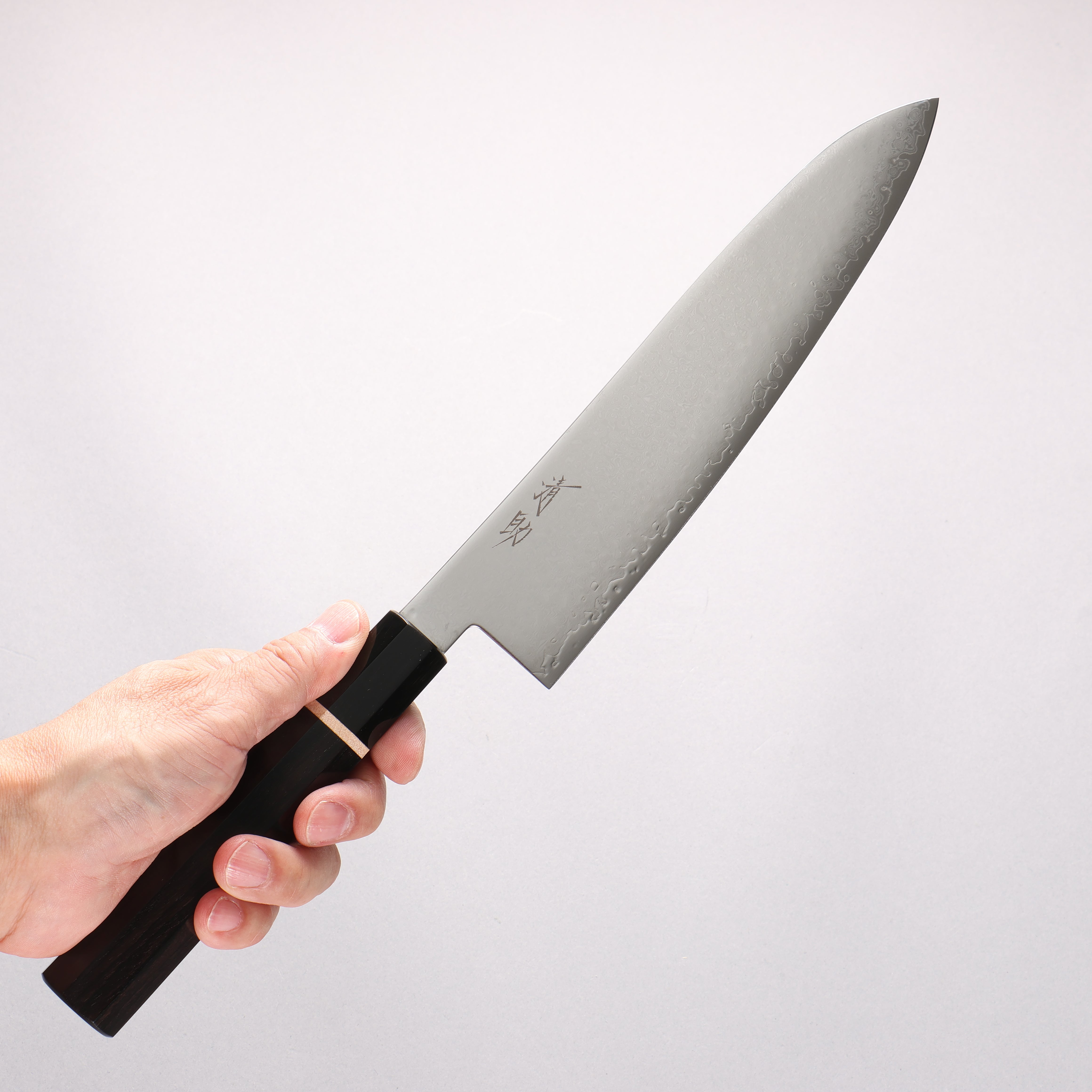 Seisuke VG10 33 Layer Damascus Gyuto 210mm Ebony Wood & White Ring Handle - Seisuke Knife