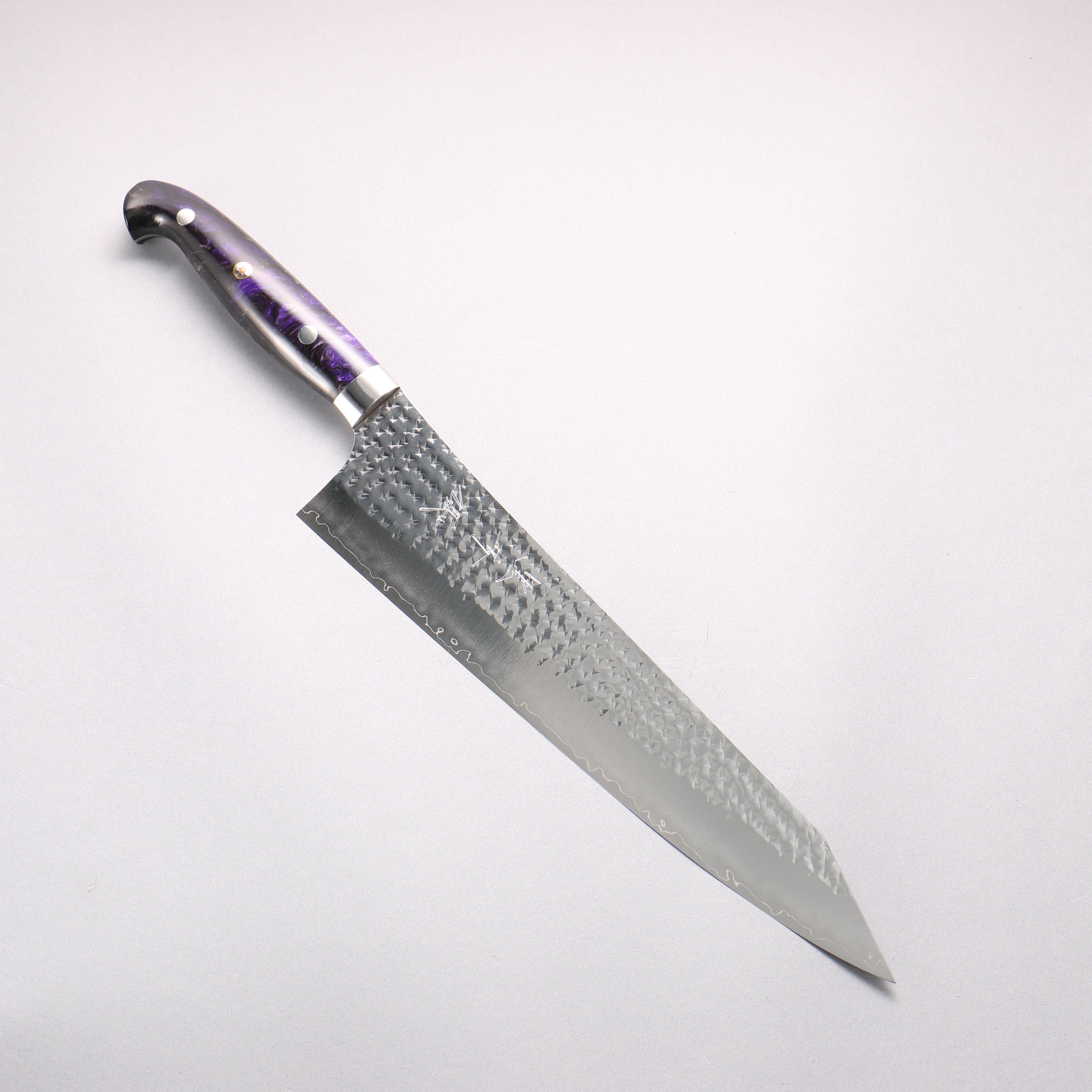 Yu Kurosaki Senko Ei SG2 Hammered Gyuto 270mm Black Purple Acrylic Handle - Seisuke Knife