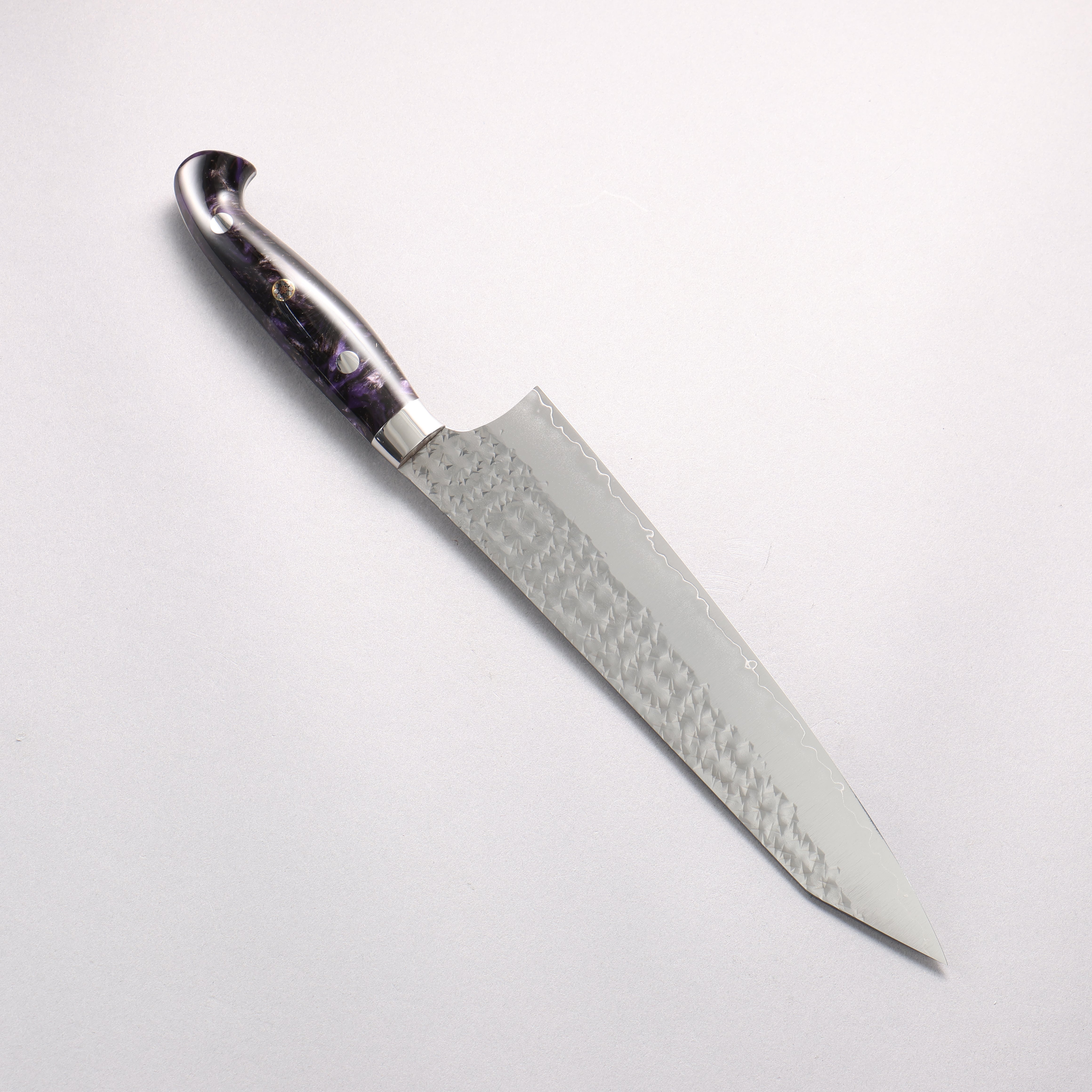 Yu Kurosaki Senko Ei SG2 Hammered Gyuto 210mm Black Purple Acrylic Handle - Seisuke Knife