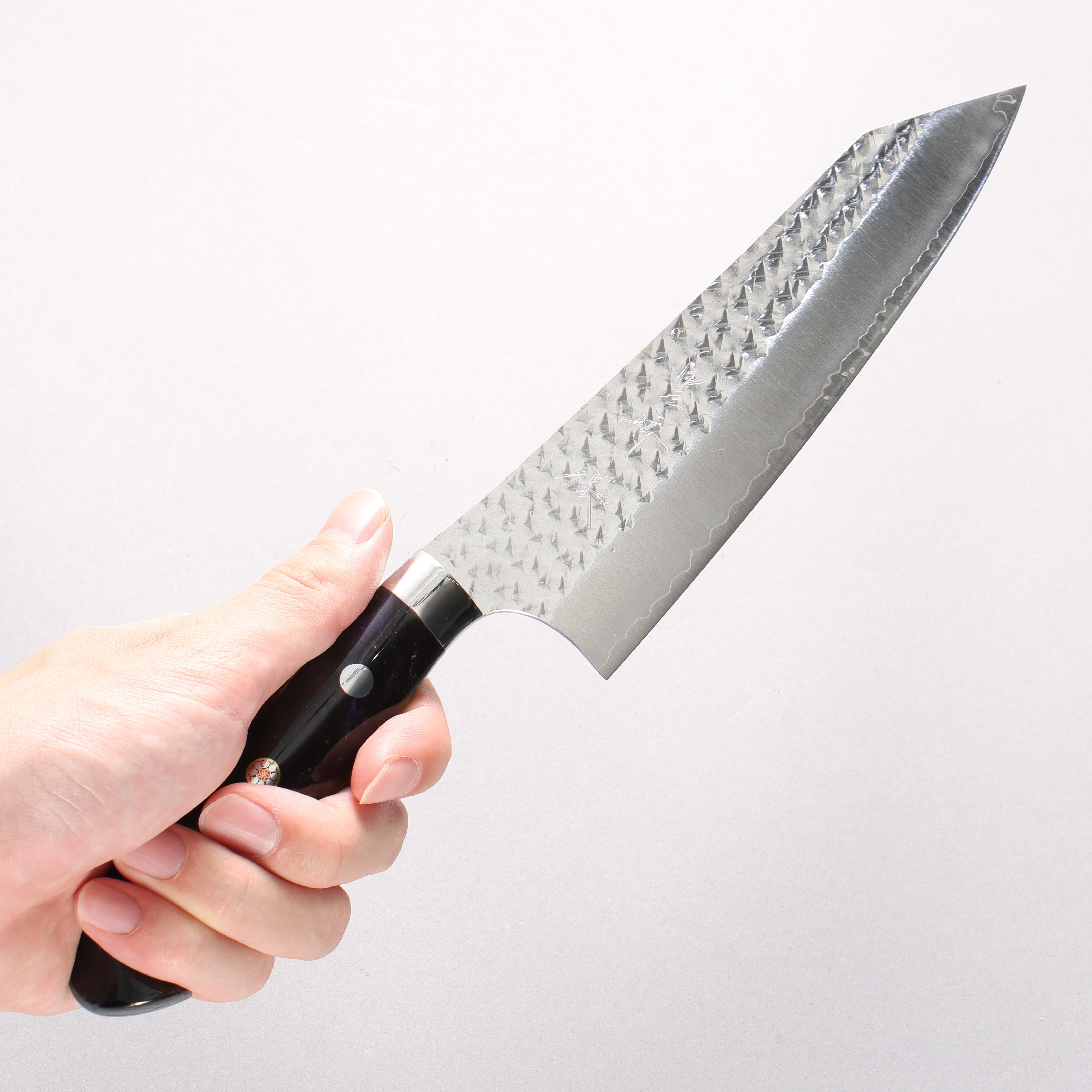 Yu Kurosaki Senko Ei SG2 Hammered Gyuto 170mm Black Purple Acrylic Handle - Seisuke Knife