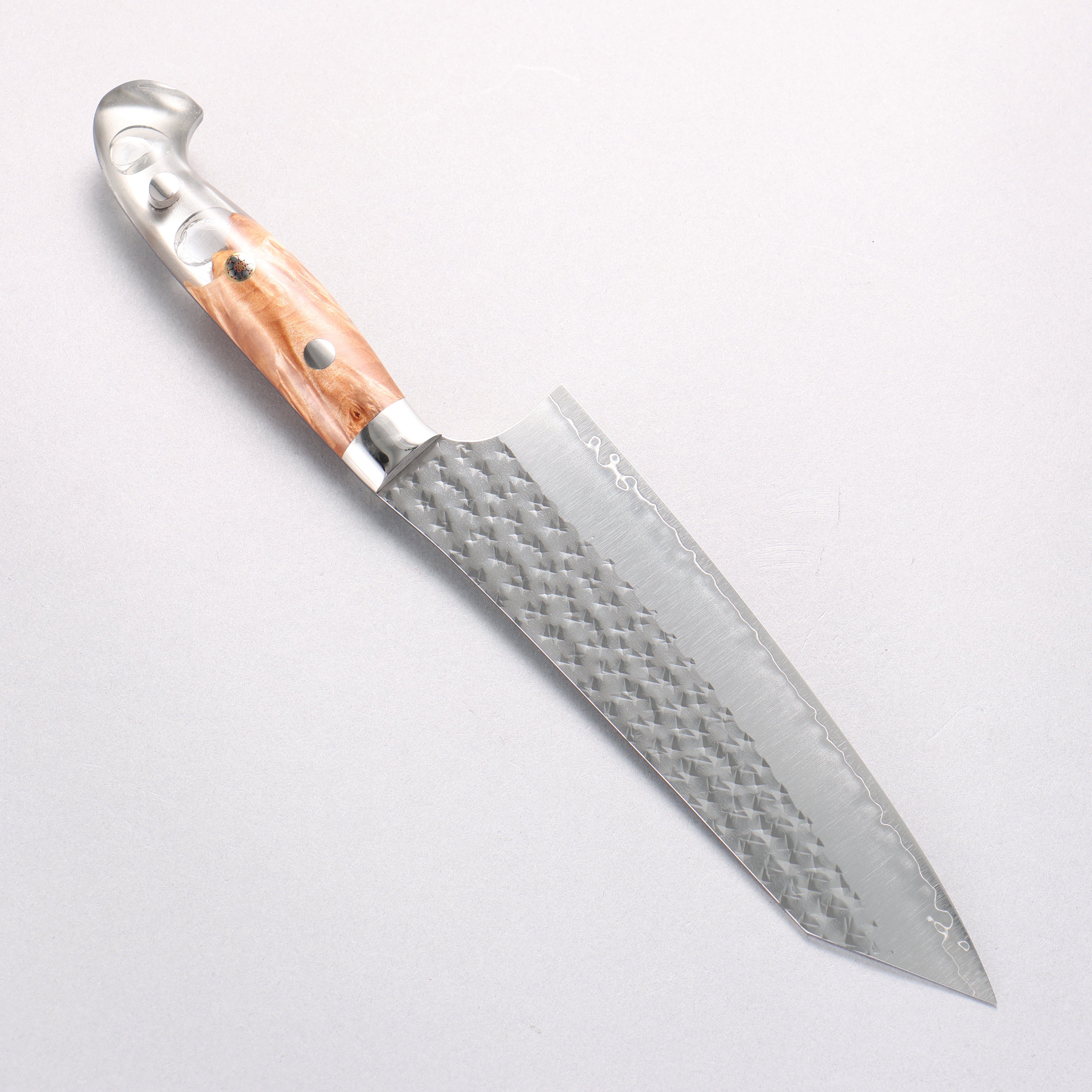 Yu Kurosaki Senko Ei SG2 Hammered Gyuto 170mm Clear and Wood Pattern Acrylic Handle - Seisuke Knife