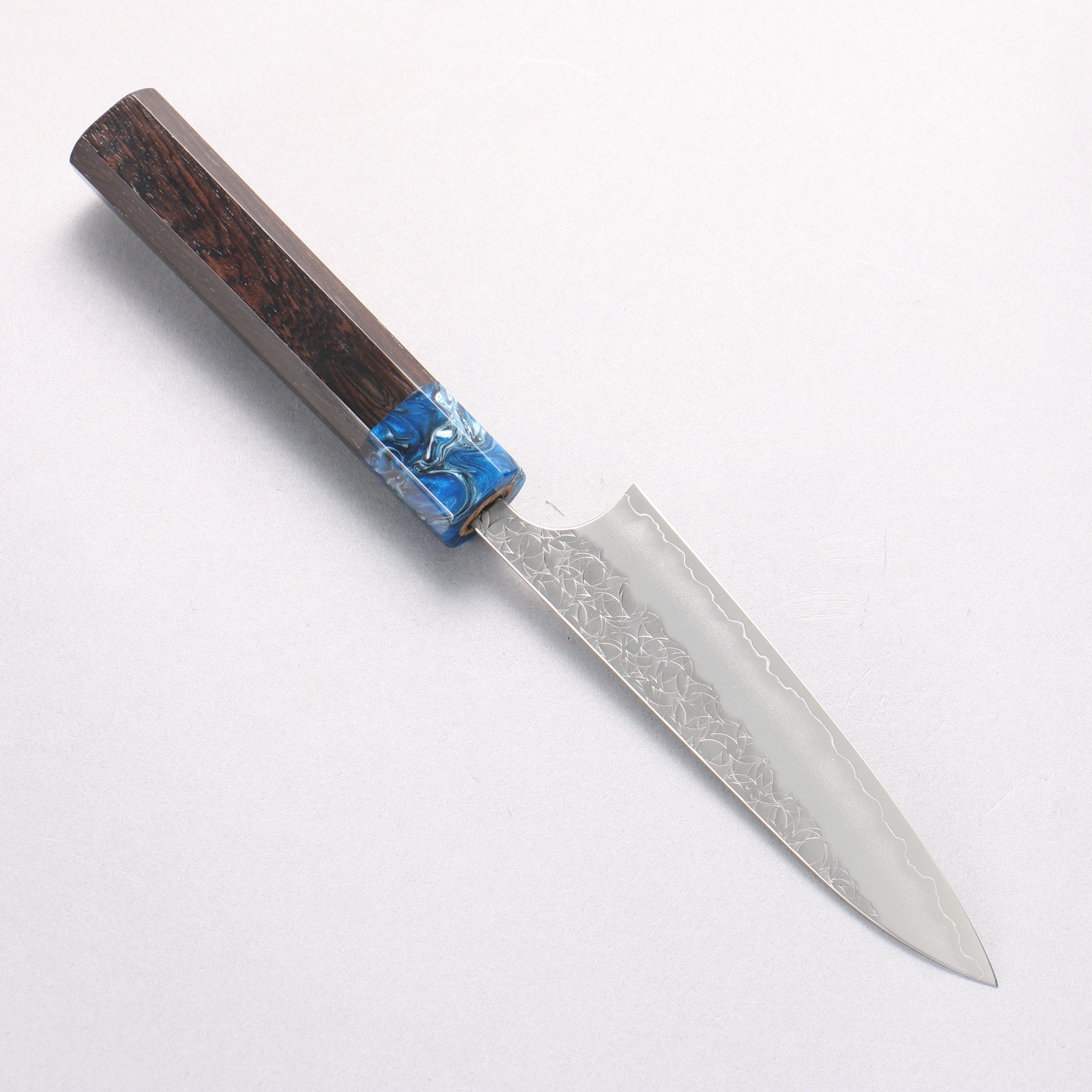 Yoshimi Kato Minamo SG2 Hammered Petty-Utility 120mm Ebony (ferrule: Blue Marble Resin) Handle - Seisuke Knife
